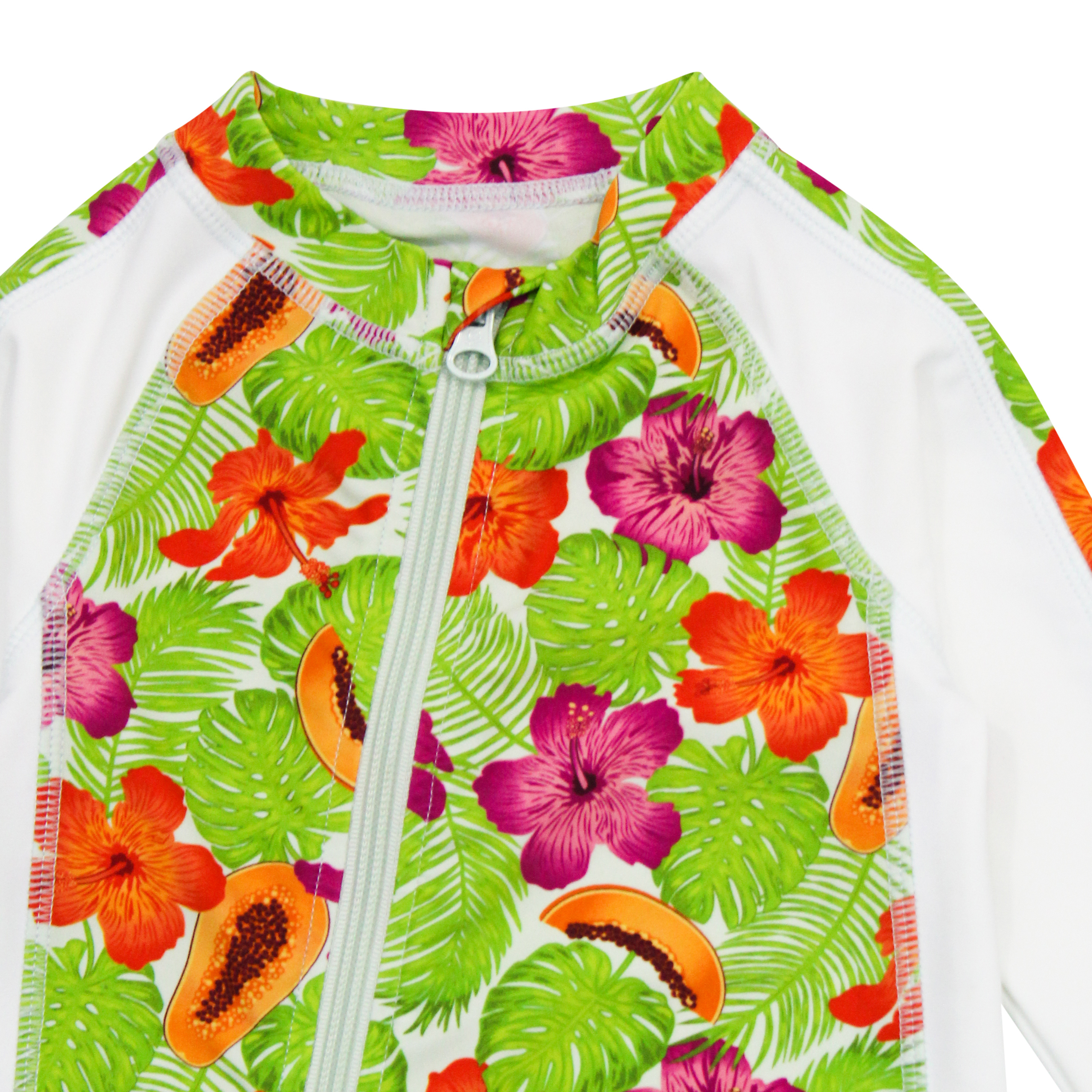 Sunsuit - Long Sleeve Romper Swimsuit | "Hibiscus"-SwimZip UPF 50+ Sun Protective Swimwear & UV Zipper Rash Guards-pos6