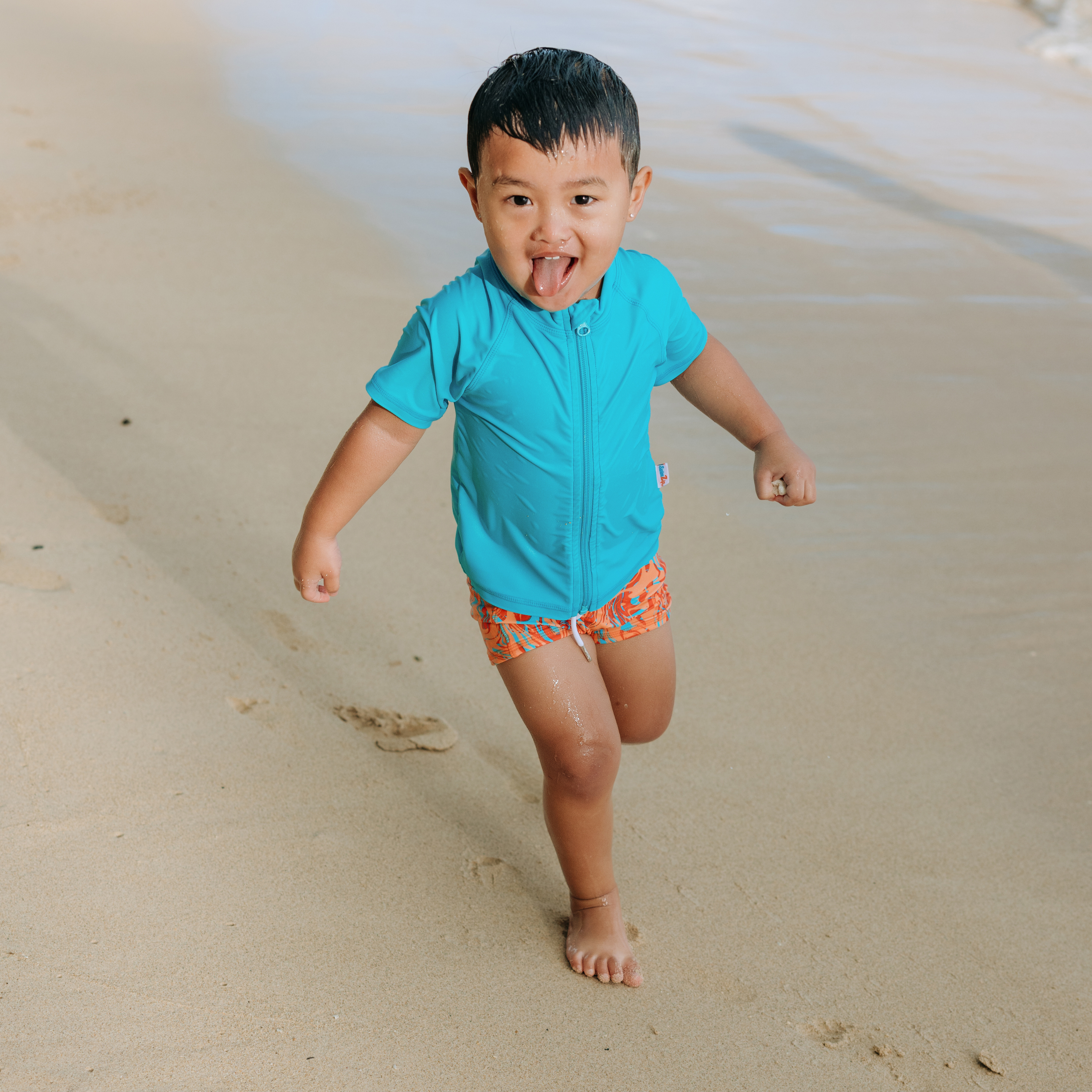 Kids Euro Swim Shorties | "Swirl"-SwimZip UPF 50+ Sun Protective Swimwear & UV Zipper Rash Guards-pos8