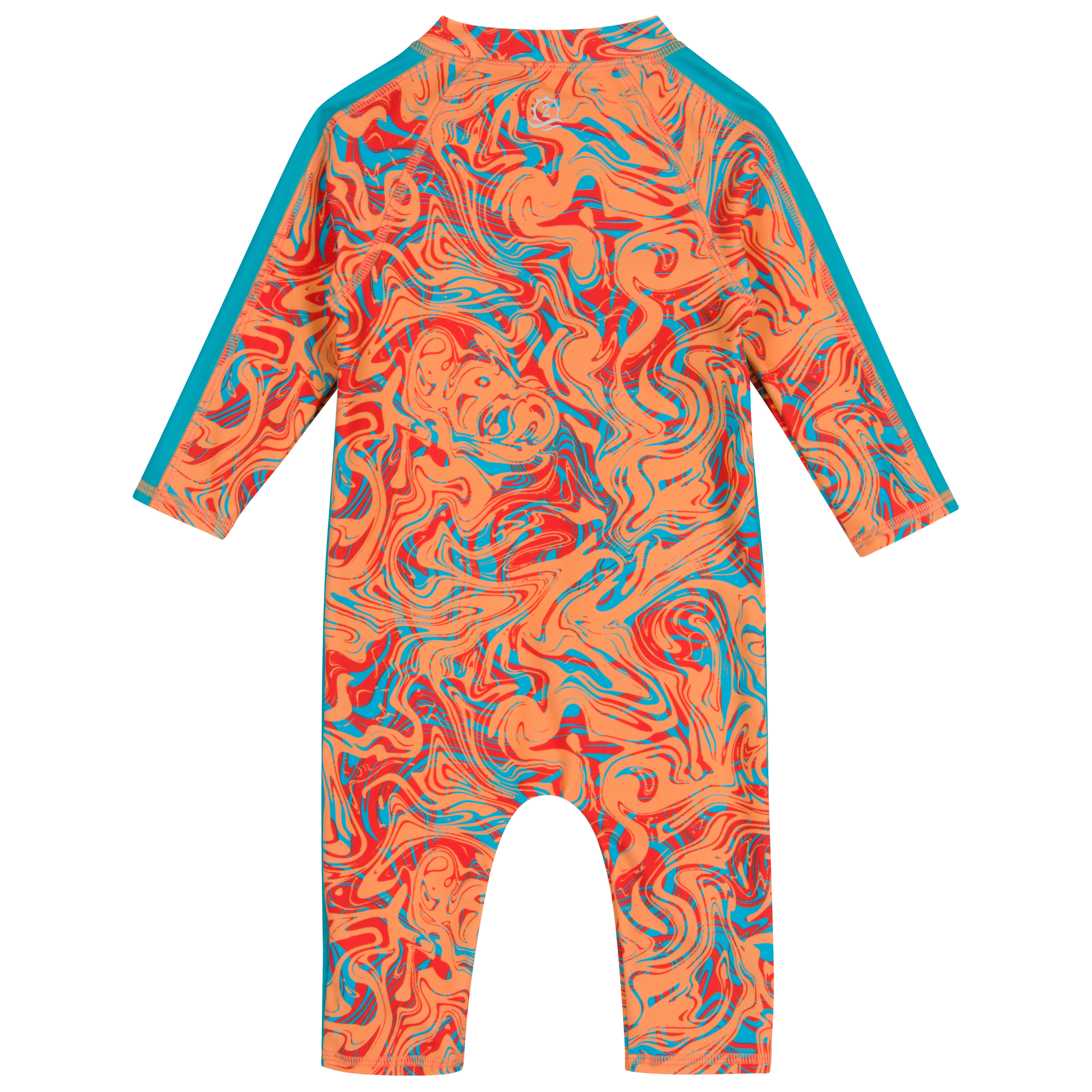 Sunsuit - Long Sleeve Romper Swimsuit | "Swirl"-SwimZip UPF 50+ Sun Protective Swimwear & UV Zipper Rash Guards-pos7