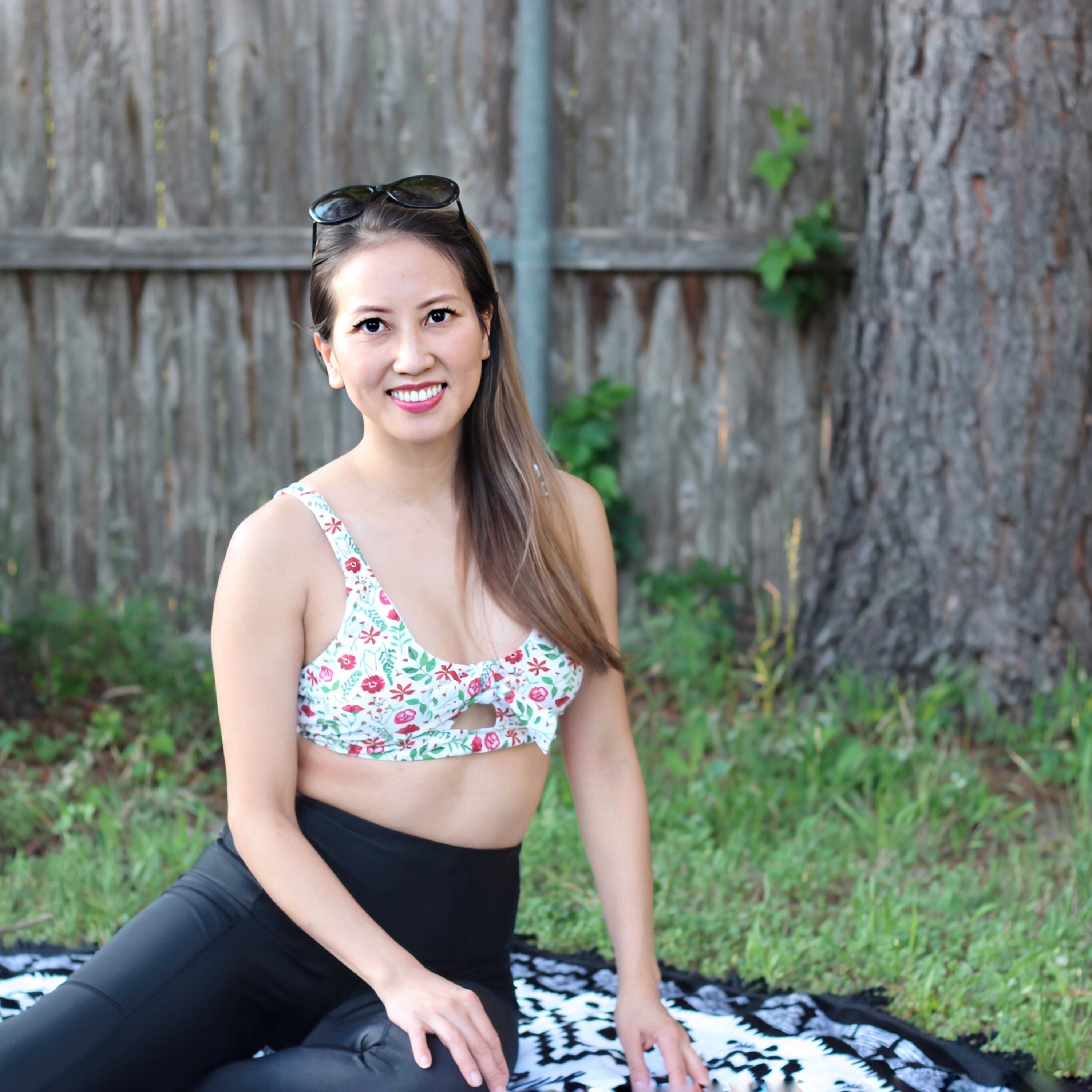 Women's Tie Bikini Top - "Floral Garden"-SwimZip UPF 50+ Sun Protective Swimwear & UV Zipper Rash Guards-pos2