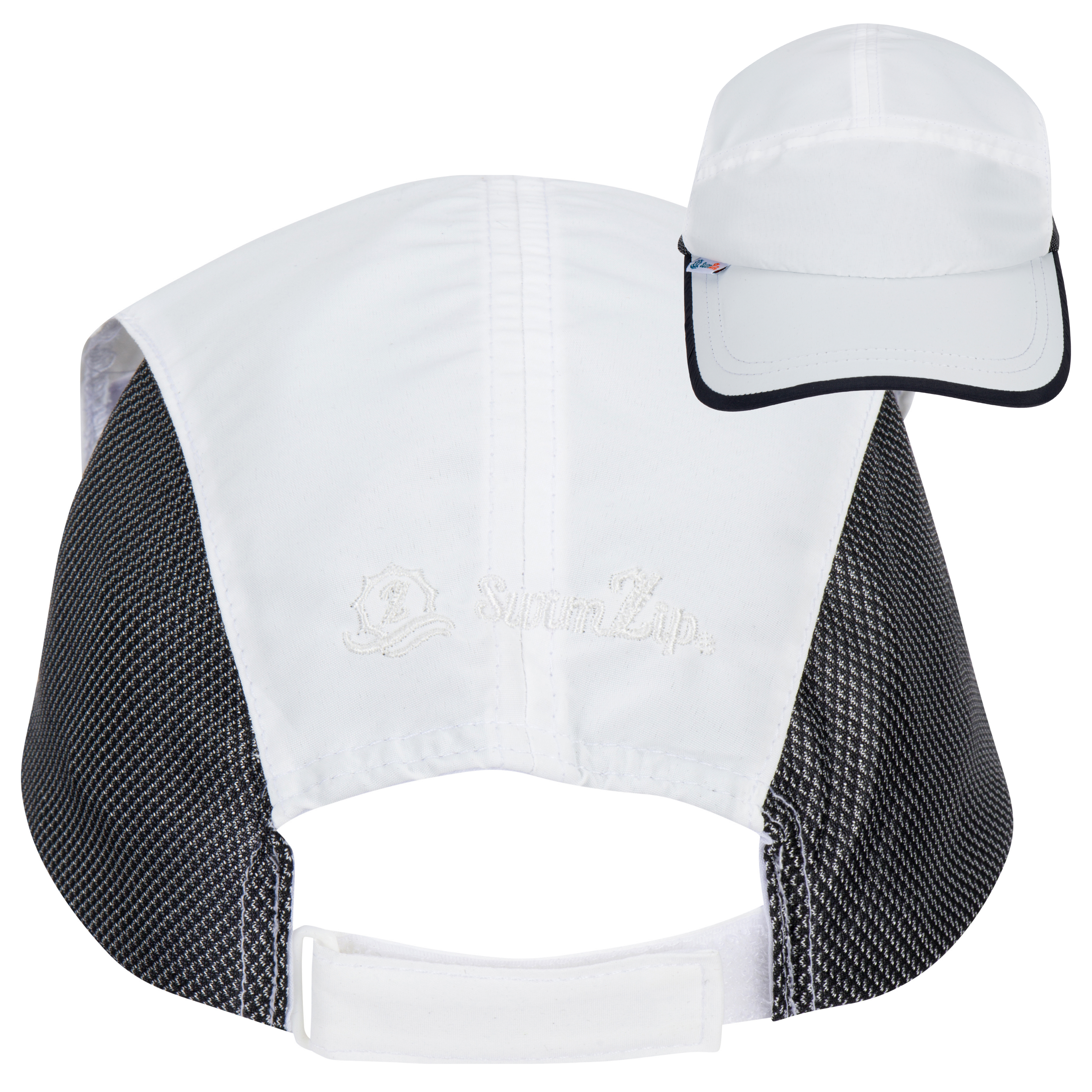 Adjustable UPF Baseball Hat - one-size fits all | White-SwimZip UPF 50+ Sun Protective Swimwear & UV Zipper Rash Guards-pos5
