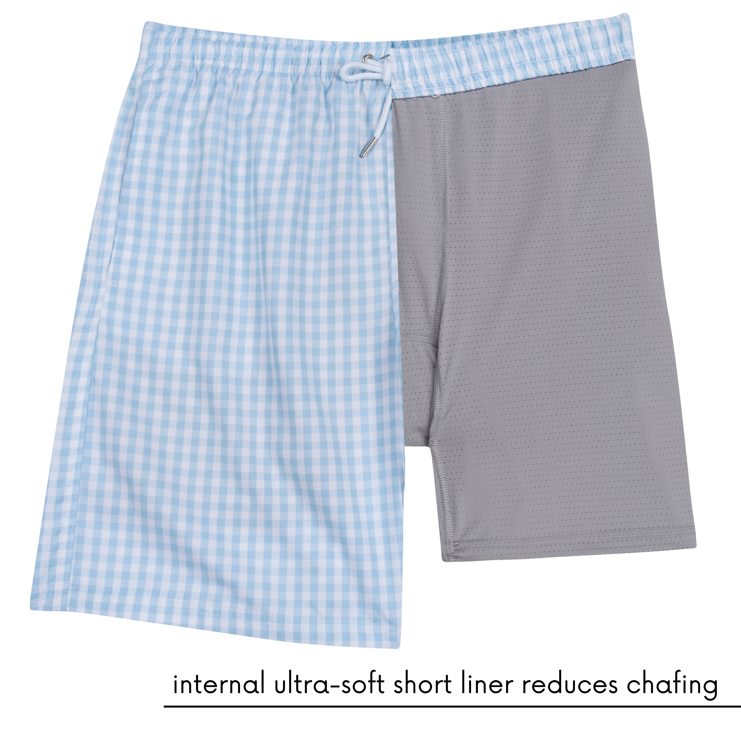 Men's 8" Swim Trunks Boxer Brief Liner | "Blue Gingham"-SwimZip UPF 50+ Sun Protective Swimwear & UV Zipper Rash Guards-pos8