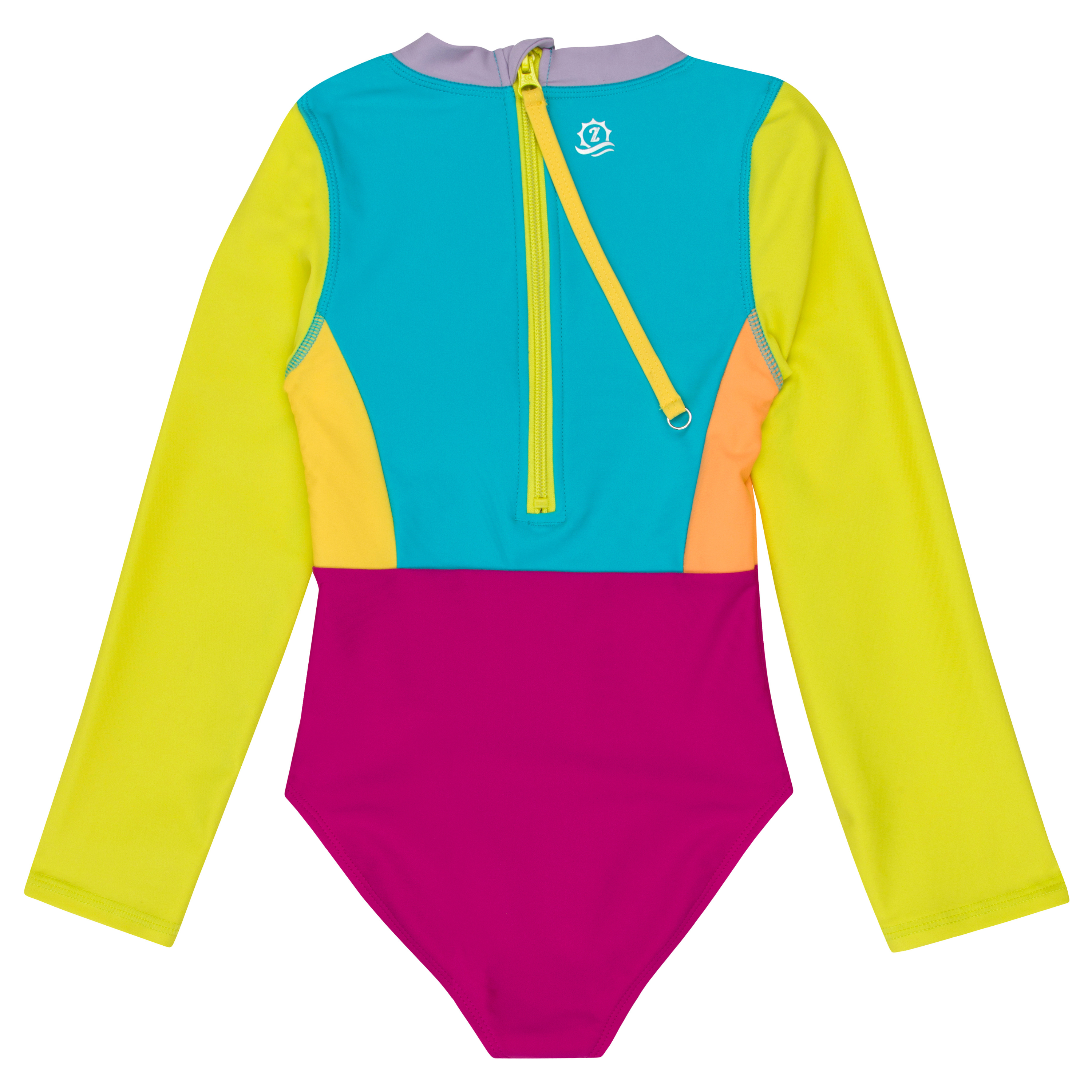 Girls Long Sleeve Surf Suit (One Piece Bodysuit) | "Color Pop"-SwimZip UPF 50+ Sun Protective Swimwear & UV Zipper Rash Guards-pos8