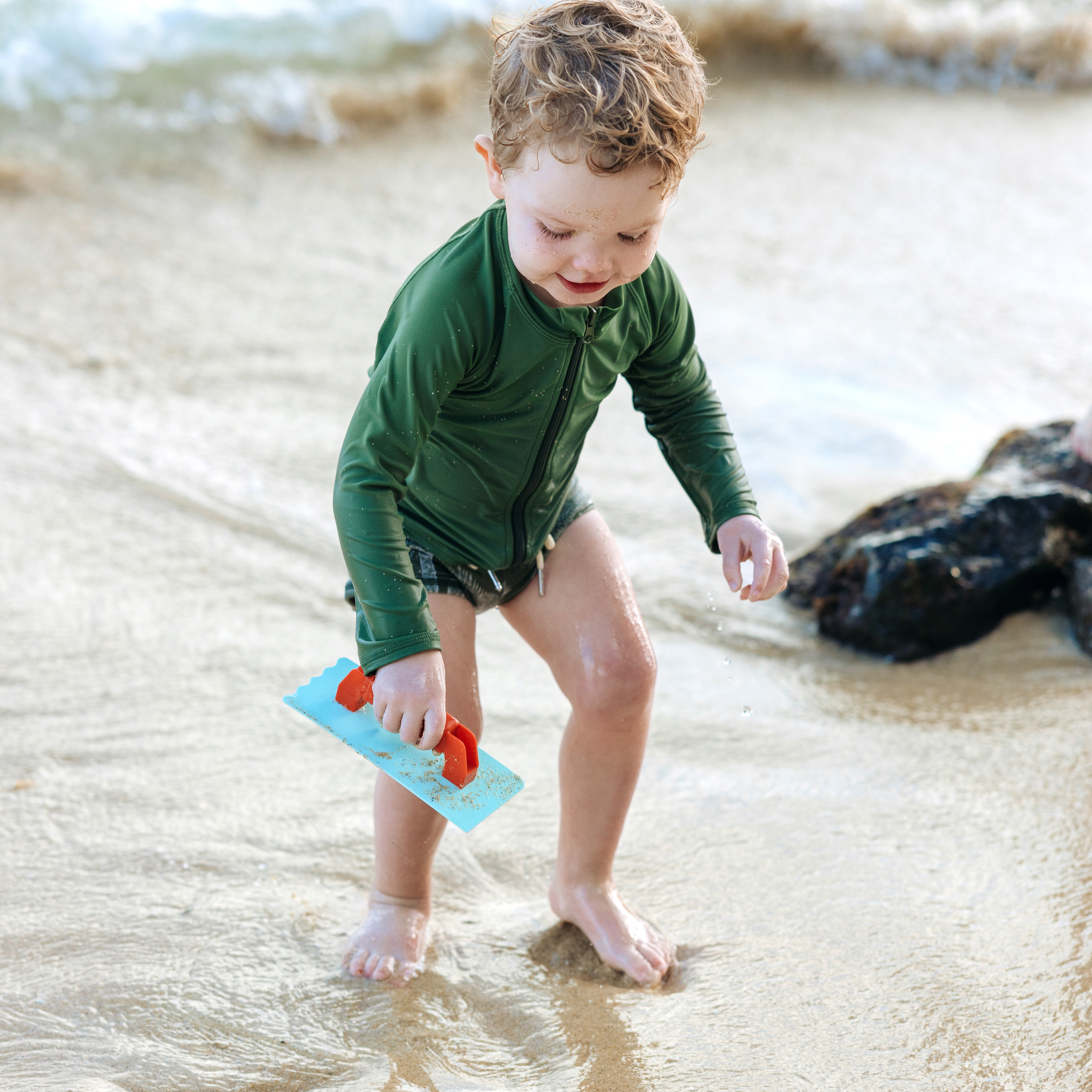 Kids UPF 50+ Long Sleeve Zipper Rash Guard Swim Shirt | "Garden Green"-SwimZip UPF 50+ Sun Protective Swimwear & UV Zipper Rash Guards-pos4