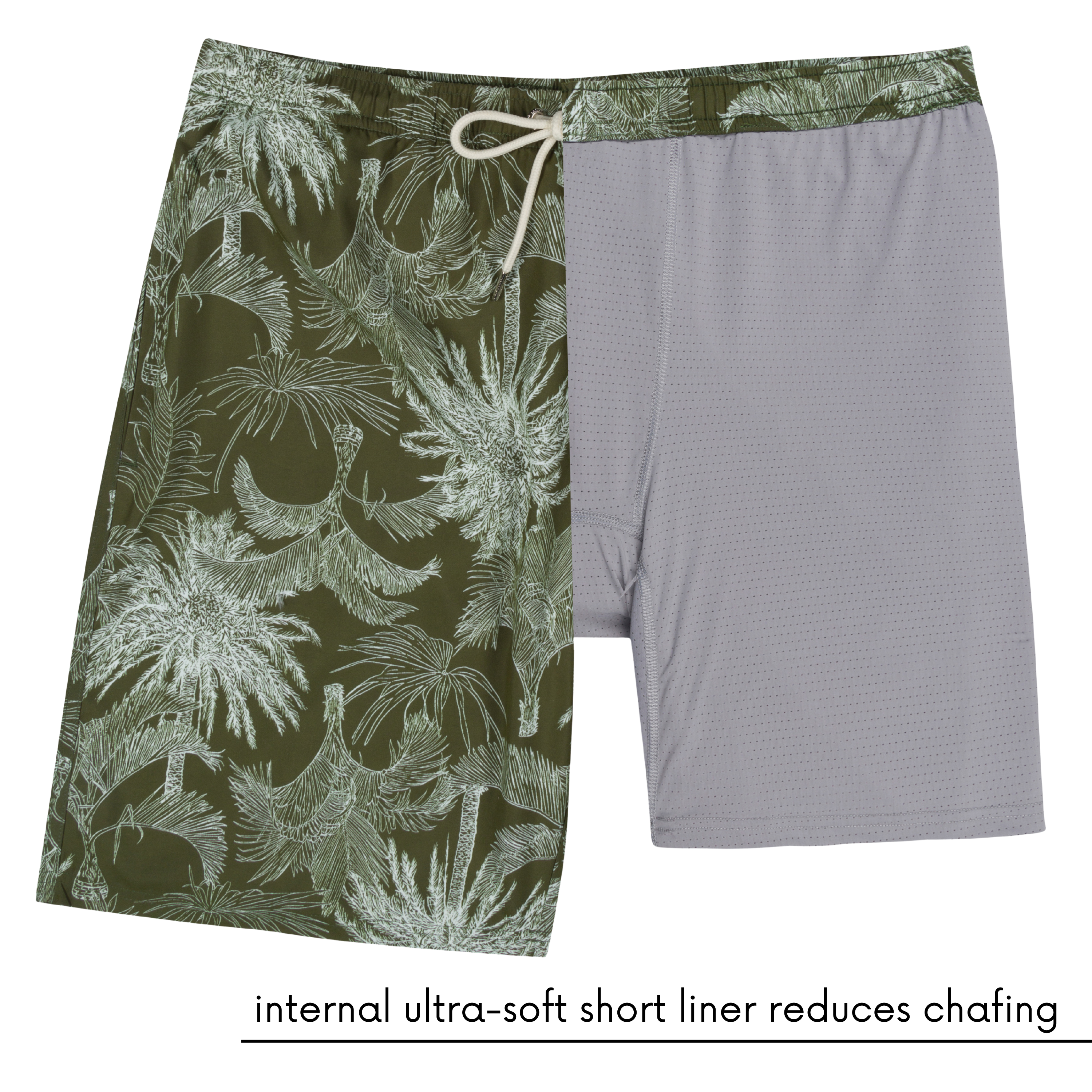Men's 8" Swim Trunks Boxer Brief Liner | "Hawaiian Rainforest"-SwimZip UPF 50+ Sun Protective Swimwear & UV Zipper Rash Guards-pos5