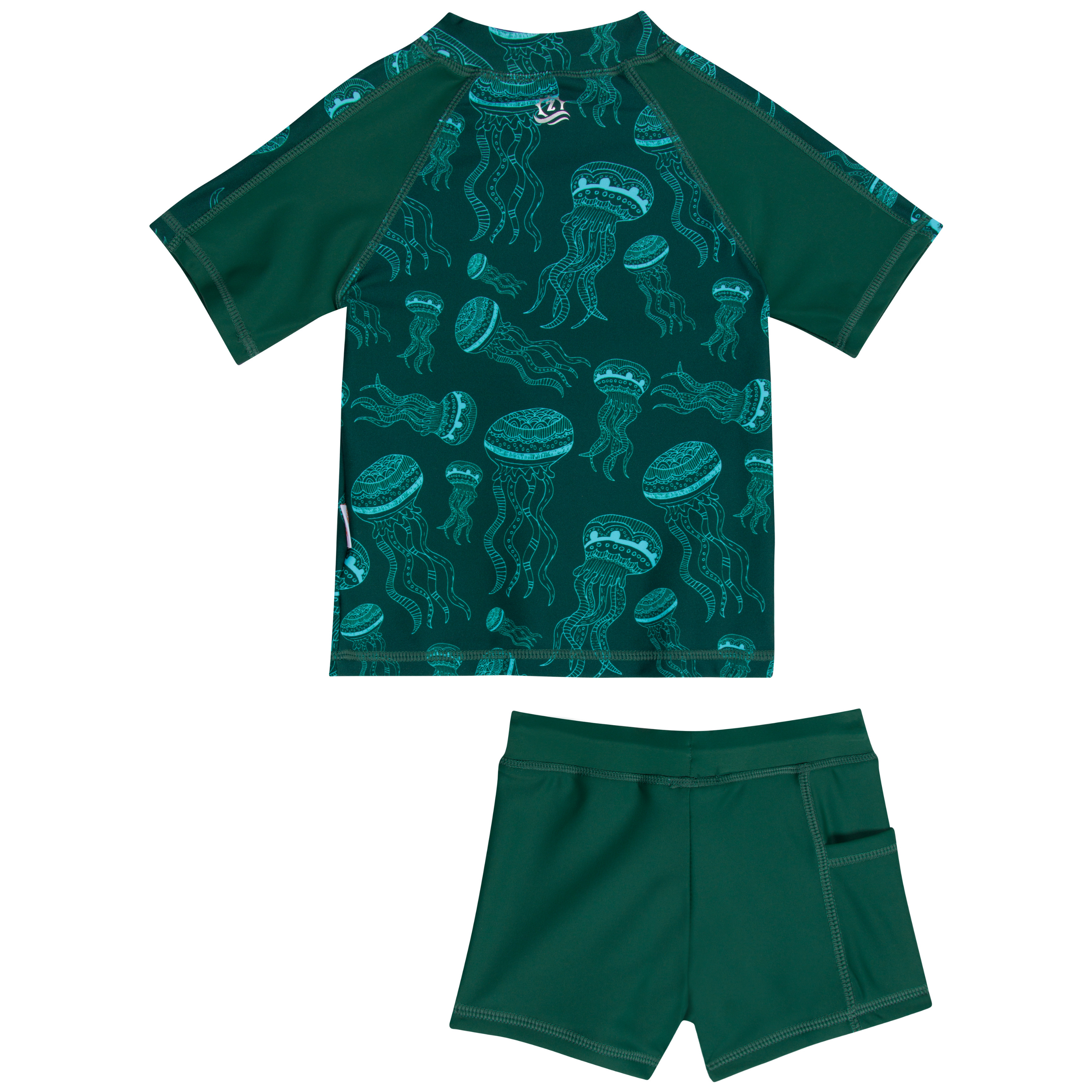 Kids Euro Shorties + Short Sleeve Rash Guard Set - Jellyfish-SwimZip UPF 50+ Sun Protective Swimwear & UV Zipper Rash Guards-pos12