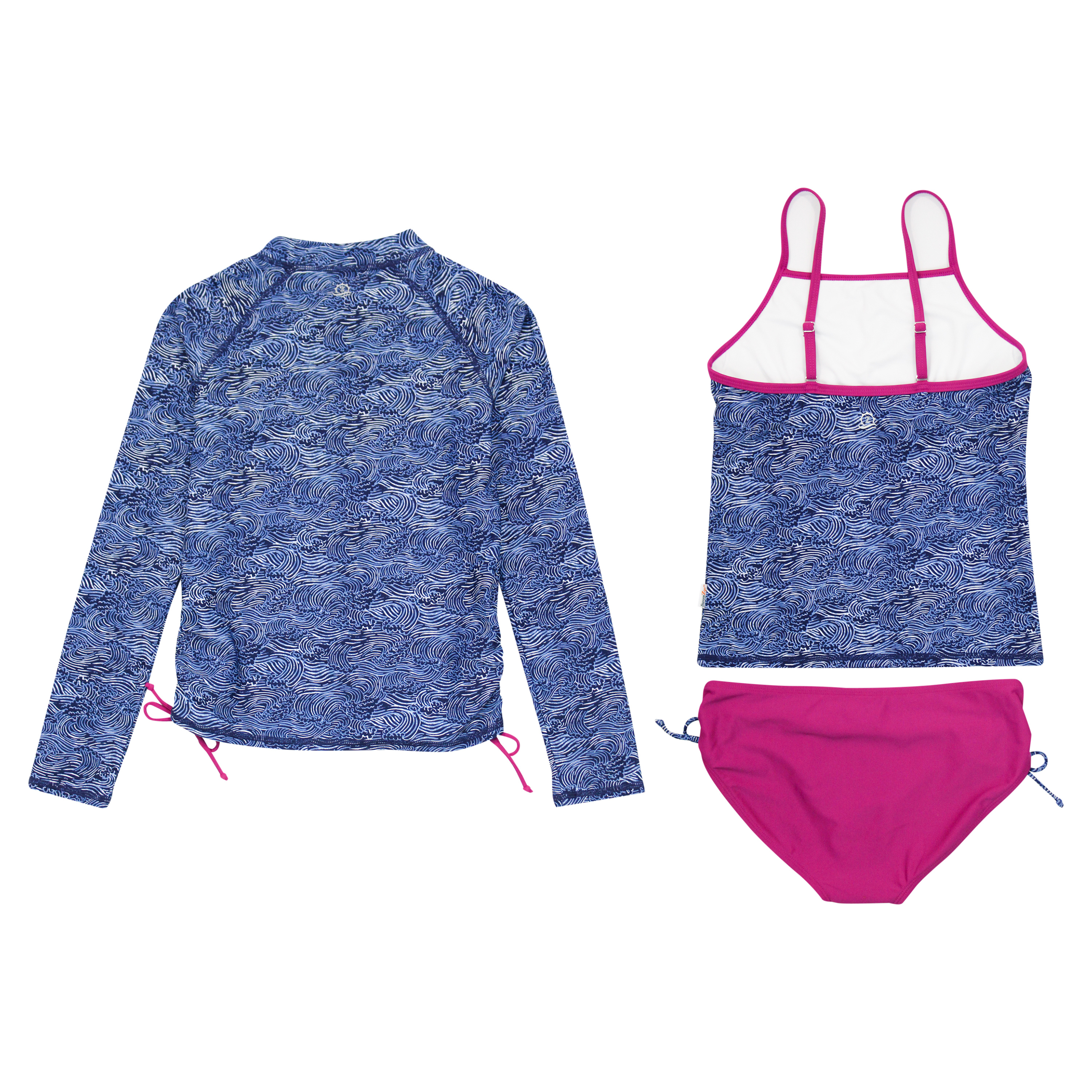 Girls Long Sleeve Rash Guard + Tankini Bikini Set (3 Piece) | "Ocean Breeze"-SwimZip UPF 50+ Sun Protective Swimwear & UV Zipper Rash Guards-pos8