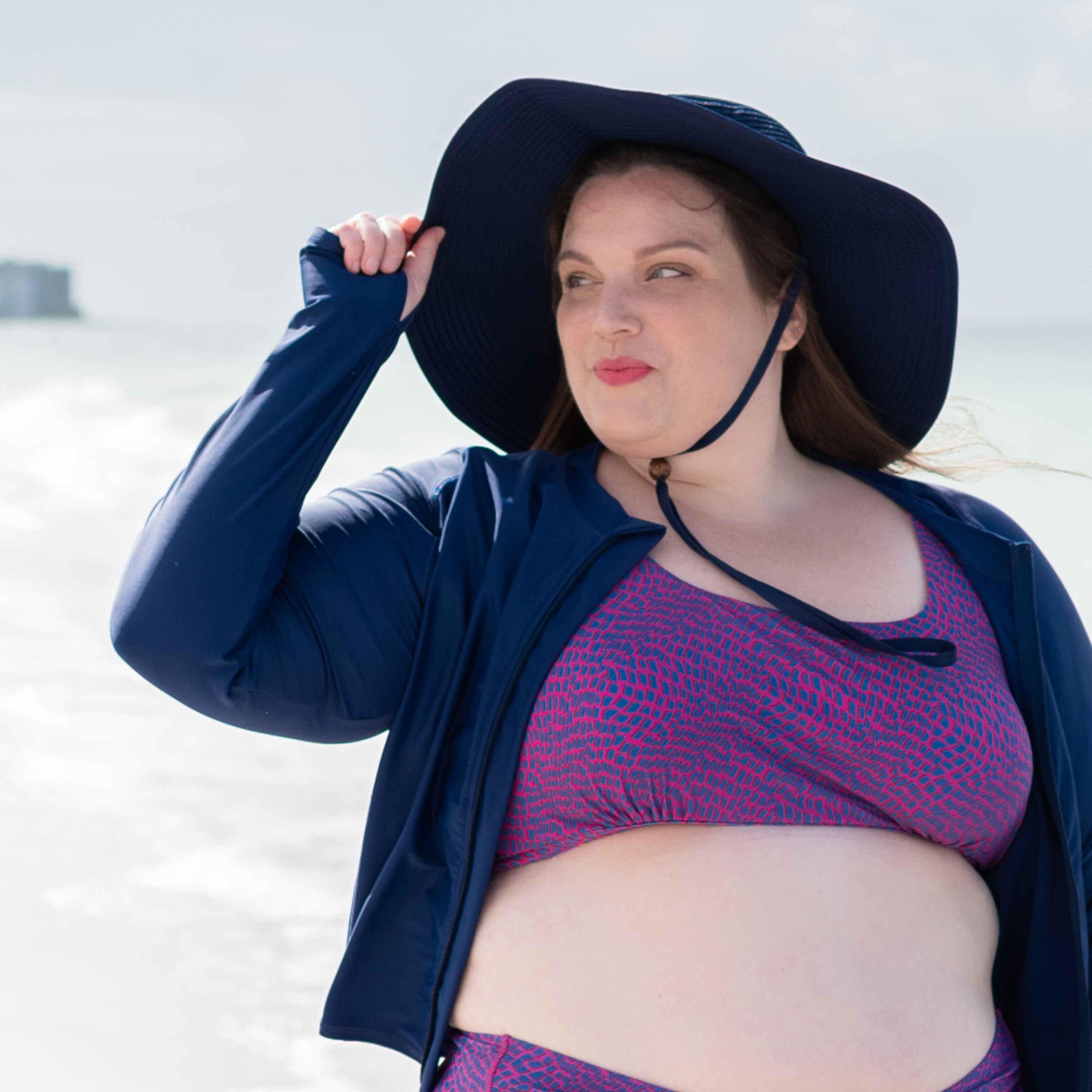 Women's Scoop Neck Bikini Top Plus Size | "In Disguise"-SwimZip UPF 50+ Sun Protective Swimwear & UV Zipper Rash Guards-pos3