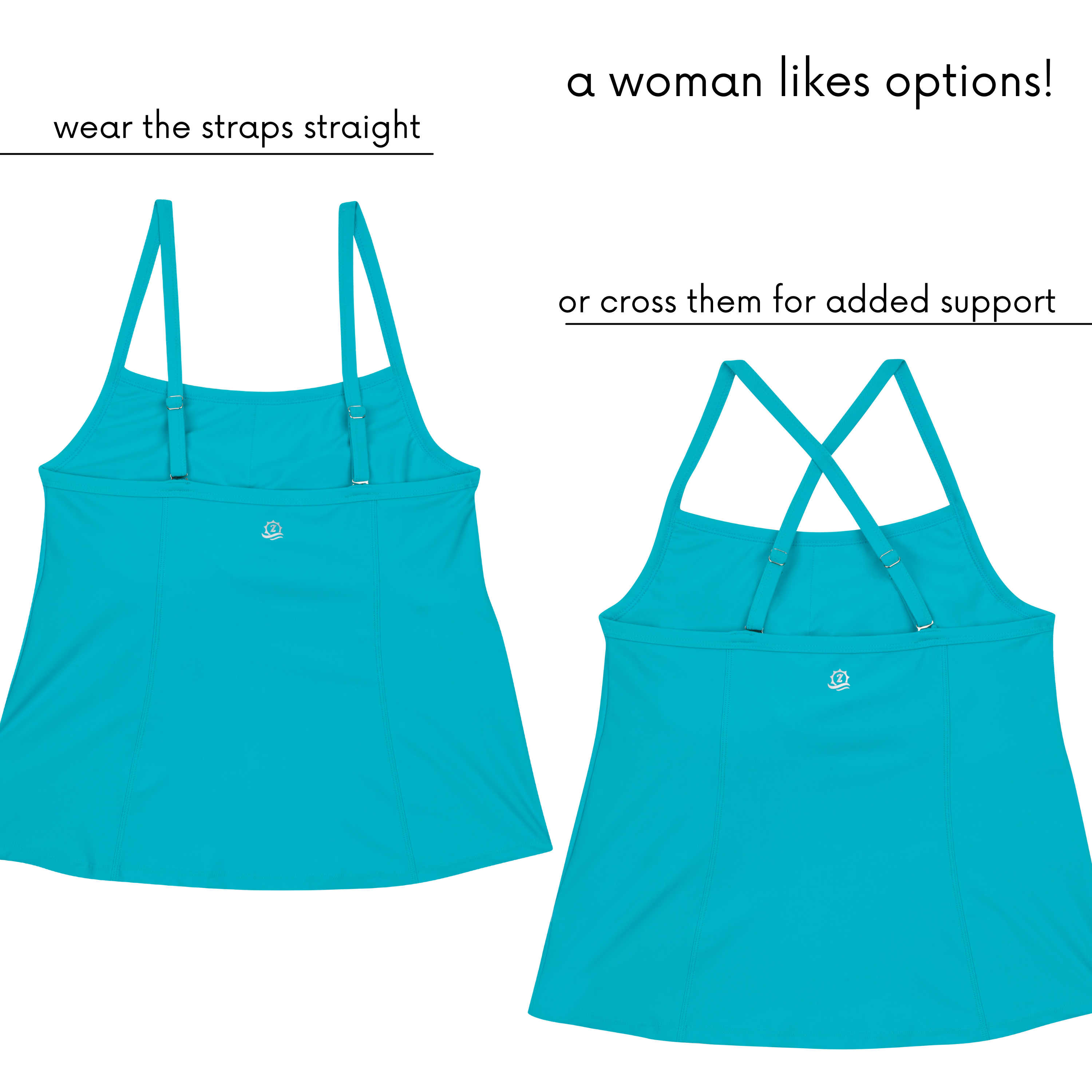 Women’s Strappy A-Line Tankini Top | “Scuba Blue”-SwimZip UPF 50+ Sun Protective Swimwear & UV Zipper Rash Guards-pos8