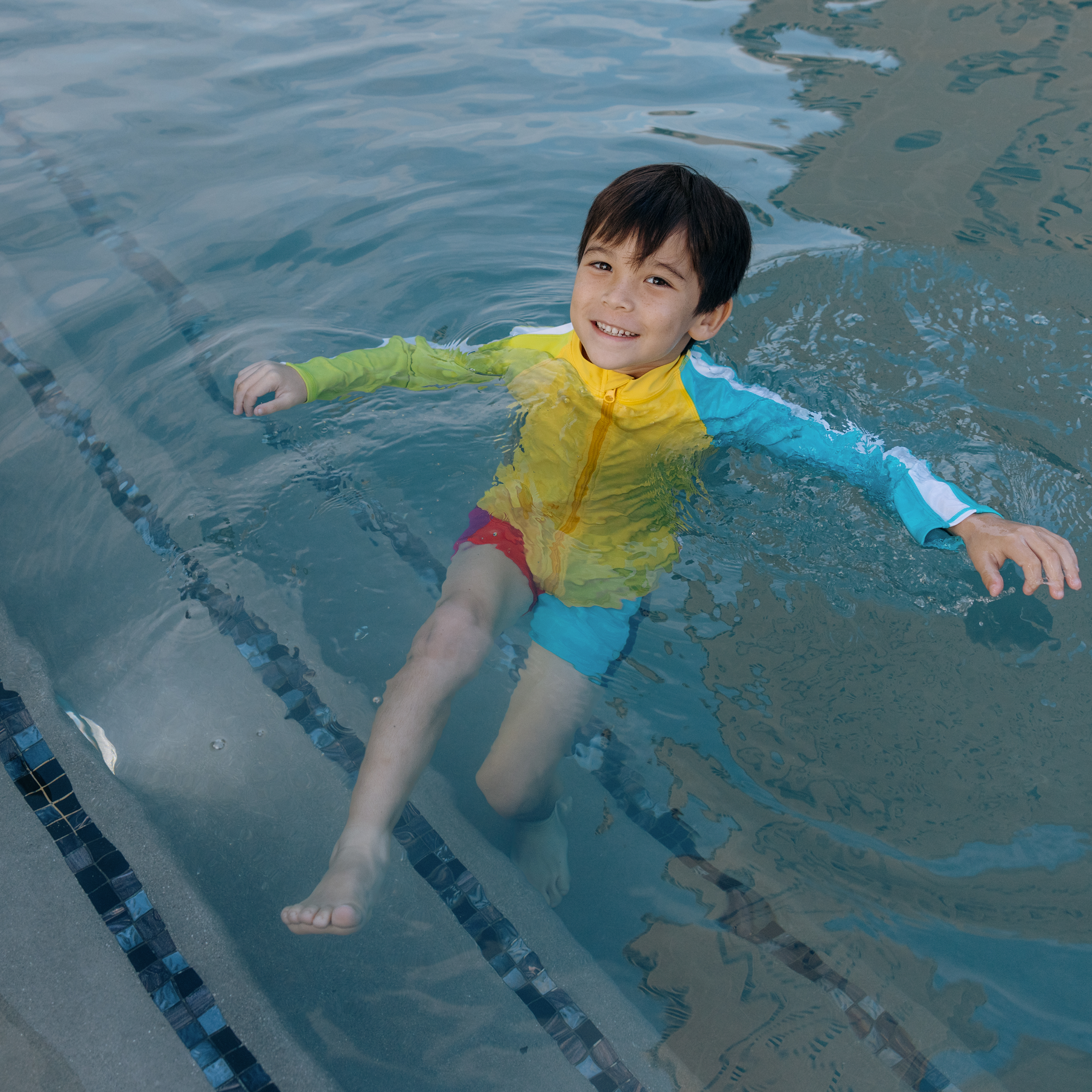 Kids UPF 50+ Long Sleeve Zipper Rash Guard Swim Shirt | "Color Pop"-SwimZip UPF 50+ Sun Protective Swimwear & UV Zipper Rash Guards-pos9