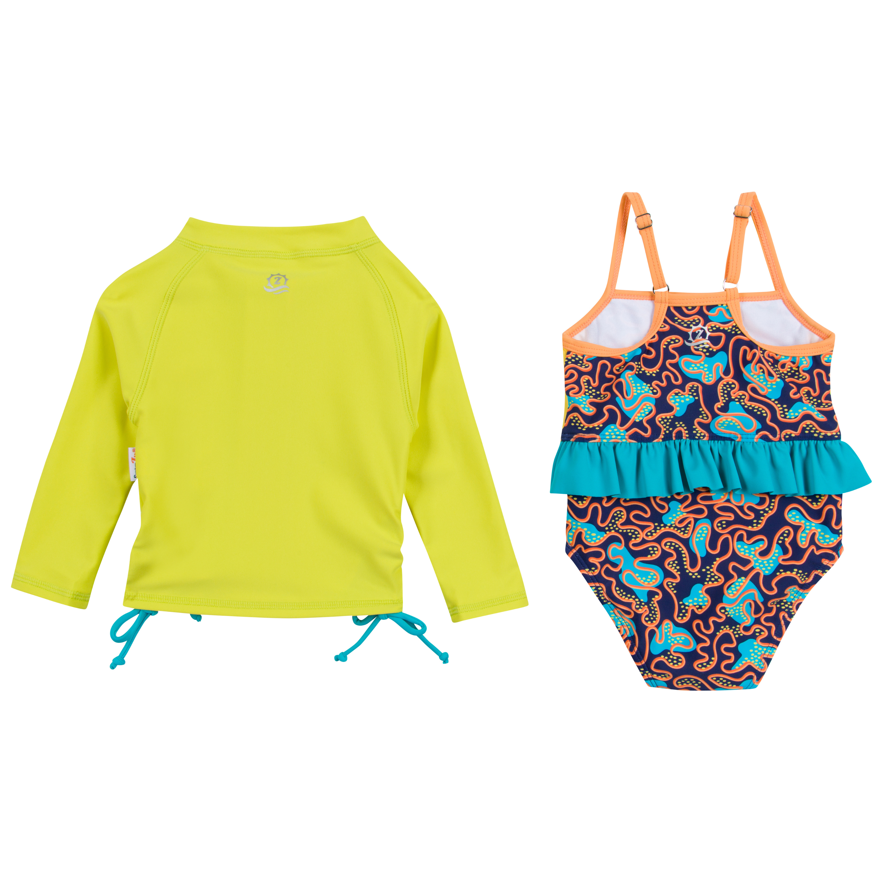 Girls One-Piece Swimsuit + Long Sleeve Rash Guard Set (2 Piece) | "Deep Dive"-SwimZip UPF 50+ Sun Protective Swimwear & UV Zipper Rash Guards-pos9