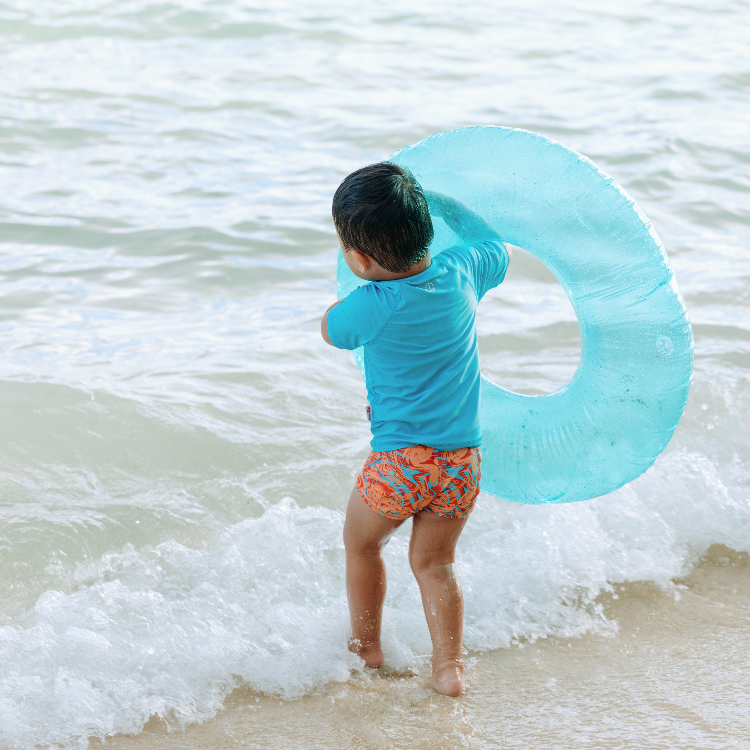 Kids Euro Swim Shorties | "Swirl"-SwimZip UPF 50+ Sun Protective Swimwear & UV Zipper Rash Guards-pos3