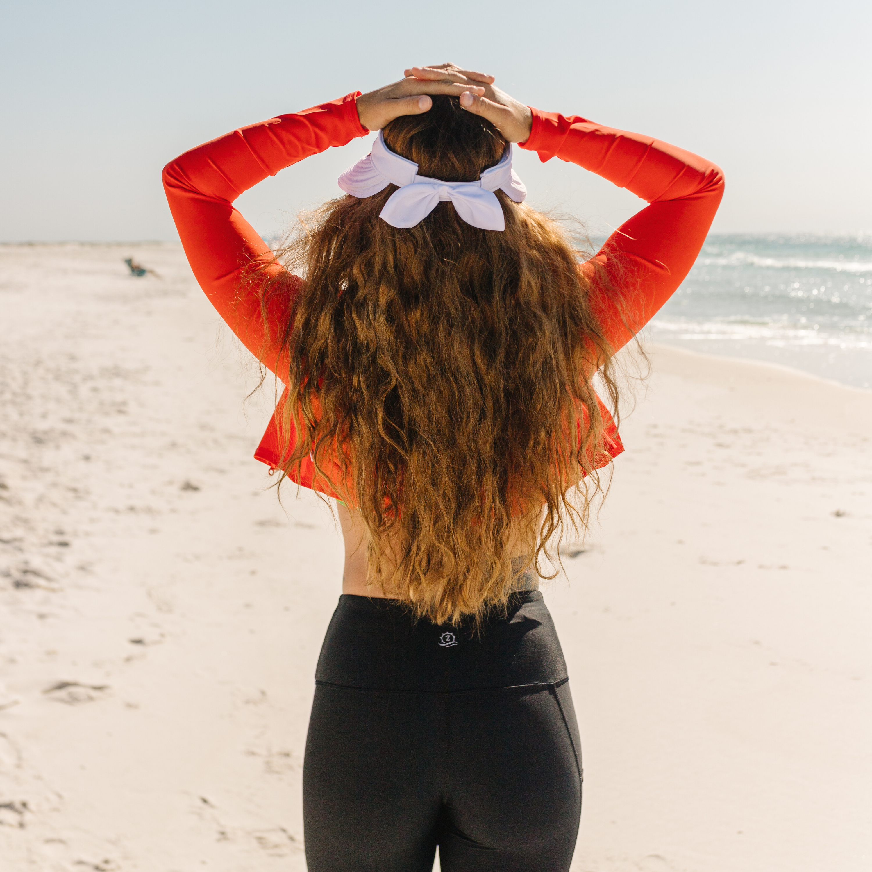 Women's Zip Off Adjustable Sun Visor + Sun Hat - White-SwimZip UPF 50+ Sun Protective Swimwear & UV Zipper Rash Guards-pos11