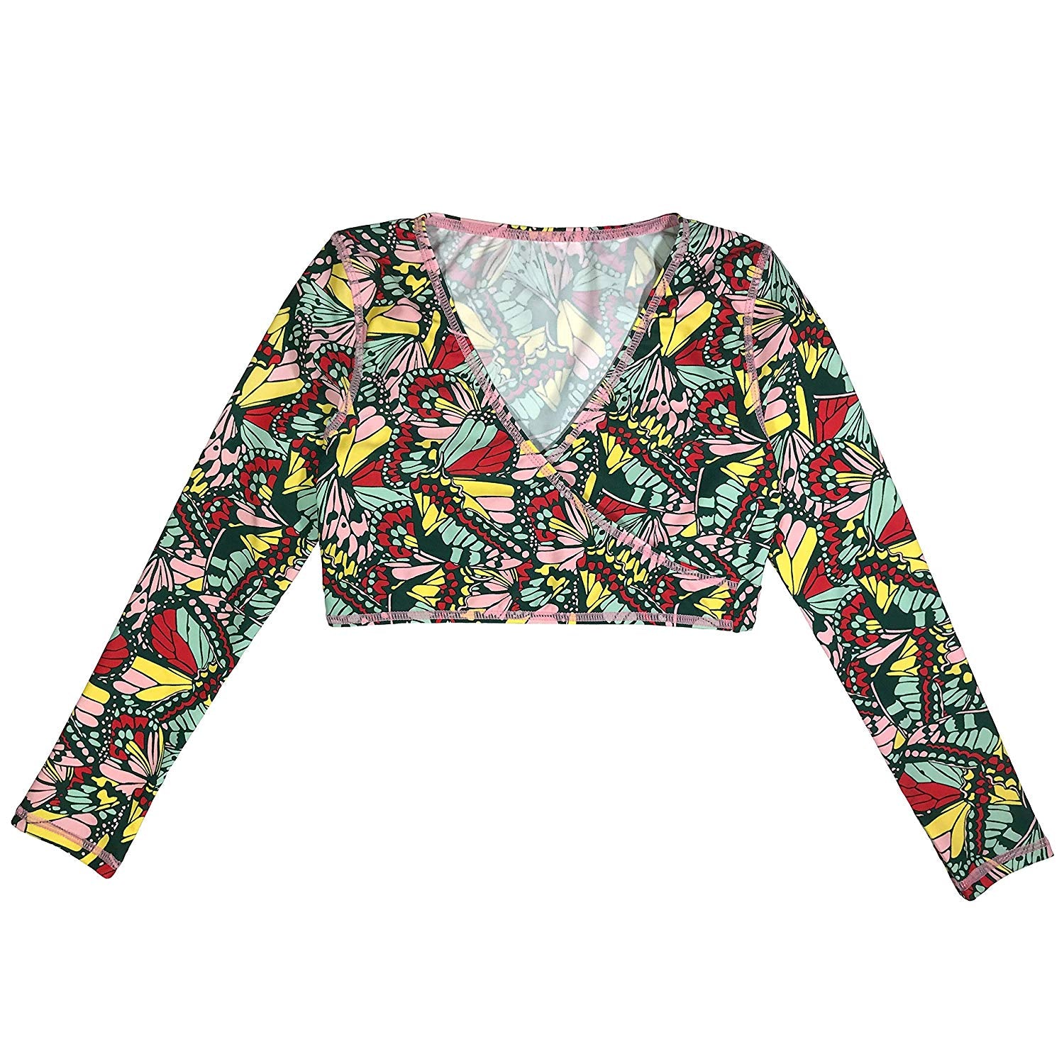 Girls Long Sleeve Swim Wrap Top - "Butterfly Love"-2T-Butterfly-SwimZip UPF 50+ Sun Protective Swimwear & UV Zipper Rash Guards-pos1