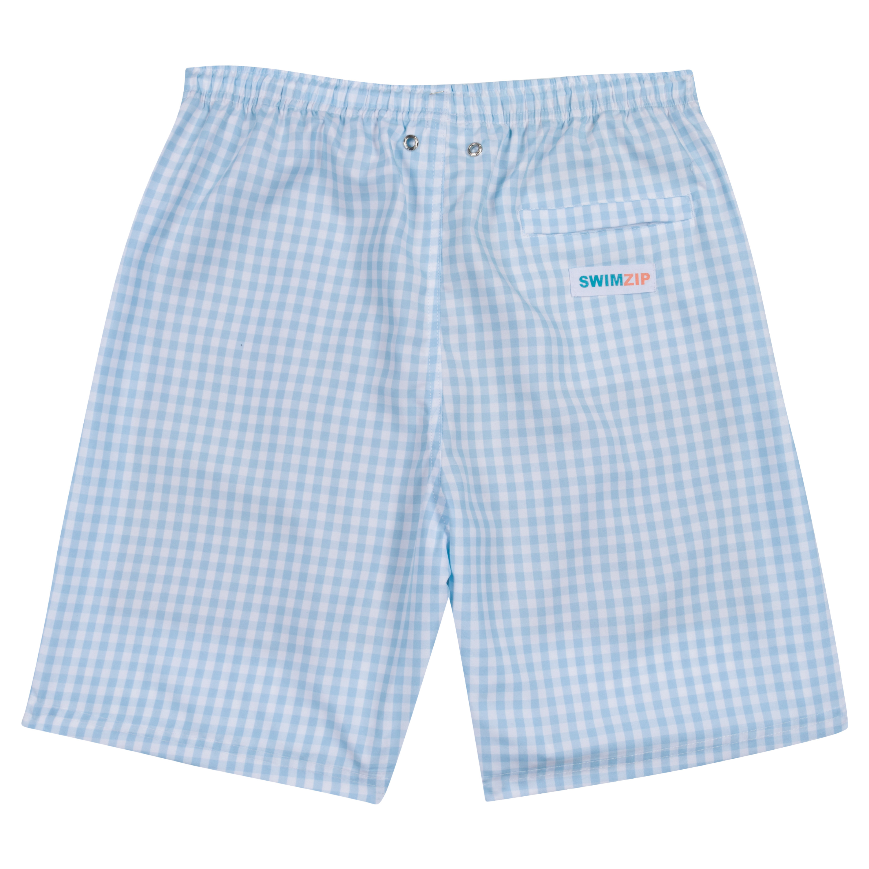 Men's 8" Swim Trunks Boxer Brief Liner | "Blue Gingham"-SwimZip UPF 50+ Sun Protective Swimwear & UV Zipper Rash Guards-pos10