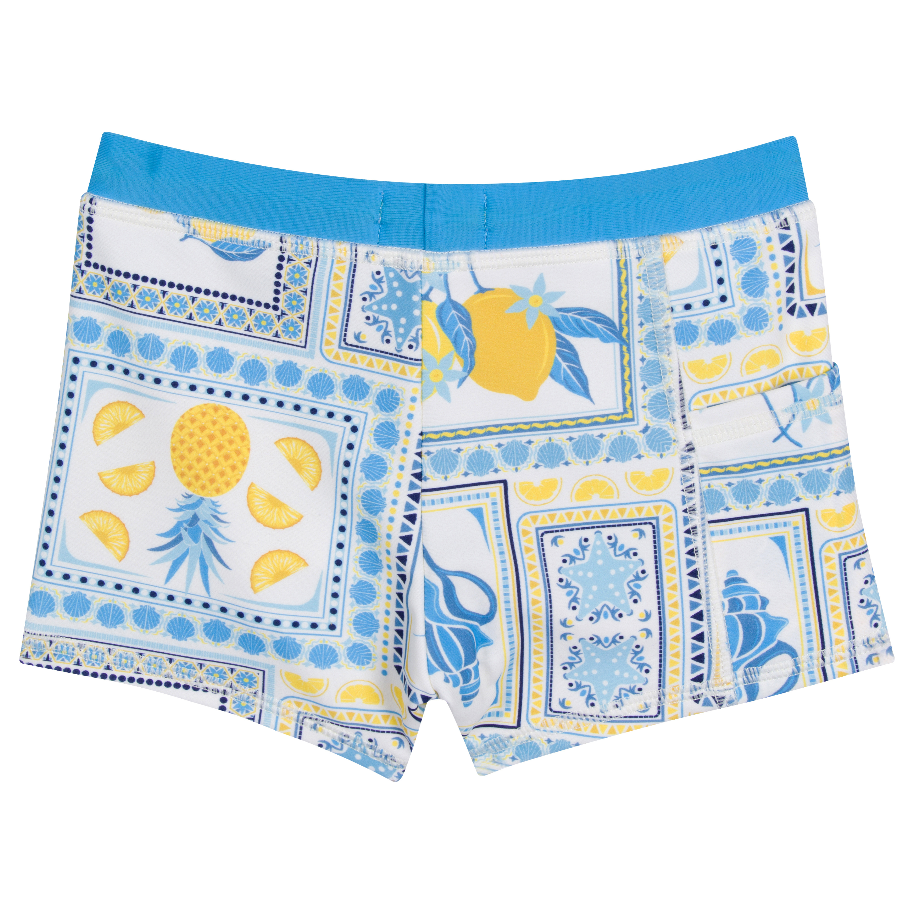 Kids Euro Swim Shorties | "Mediterranean Lemons"-SwimZip UPF 50+ Sun Protective Swimwear & UV Zipper Rash Guards-pos10