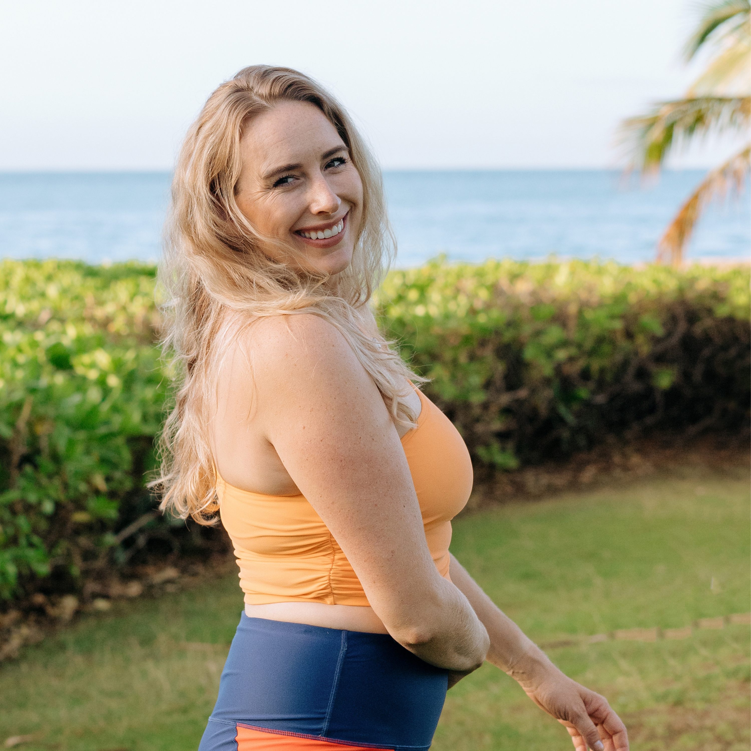 Women’s One Shoulder Crop Tankini Top | “Paradise Orange”-SwimZip UPF 50+ Sun Protective Swimwear & UV Zipper Rash Guards-pos11