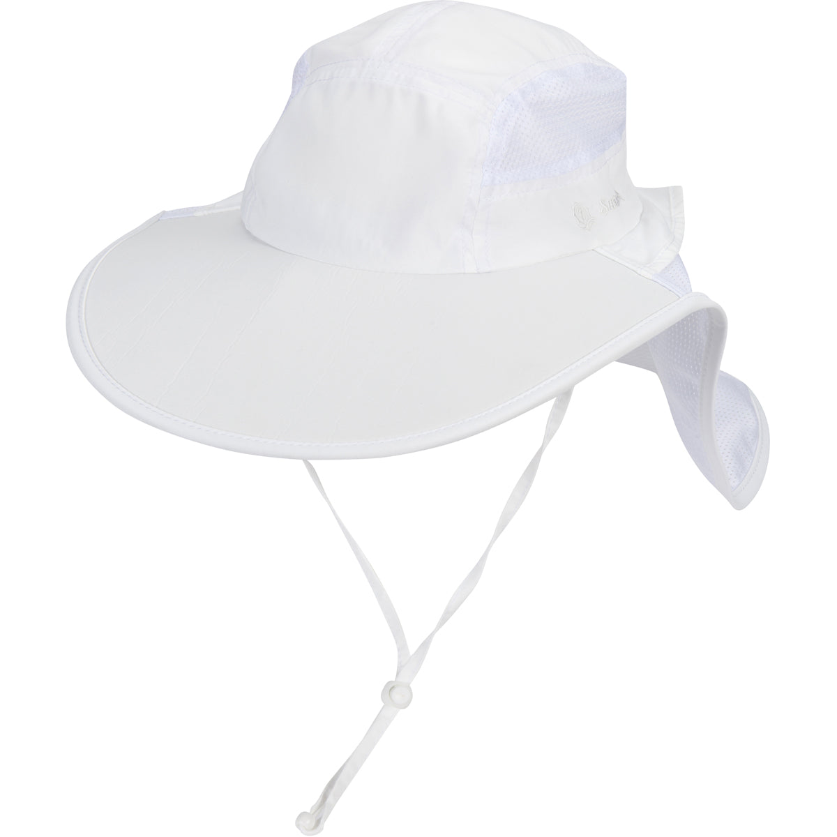 Adult Wide Brim + Flap Neck Sun Protective Adventure Hat | White-Adult-White-SwimZip UPF 50+ Sun Protective Swimwear & UV Zipper Rash Guards-pos1
