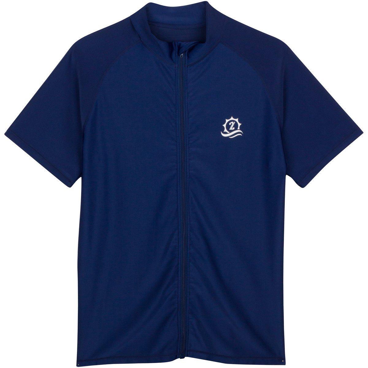 Men's Short Sleeve Rash Guard | “Navy”-S-Navy-SwimZip UPF 50+ Sun Protective Swimwear & UV Zipper Rash Guards-pos1