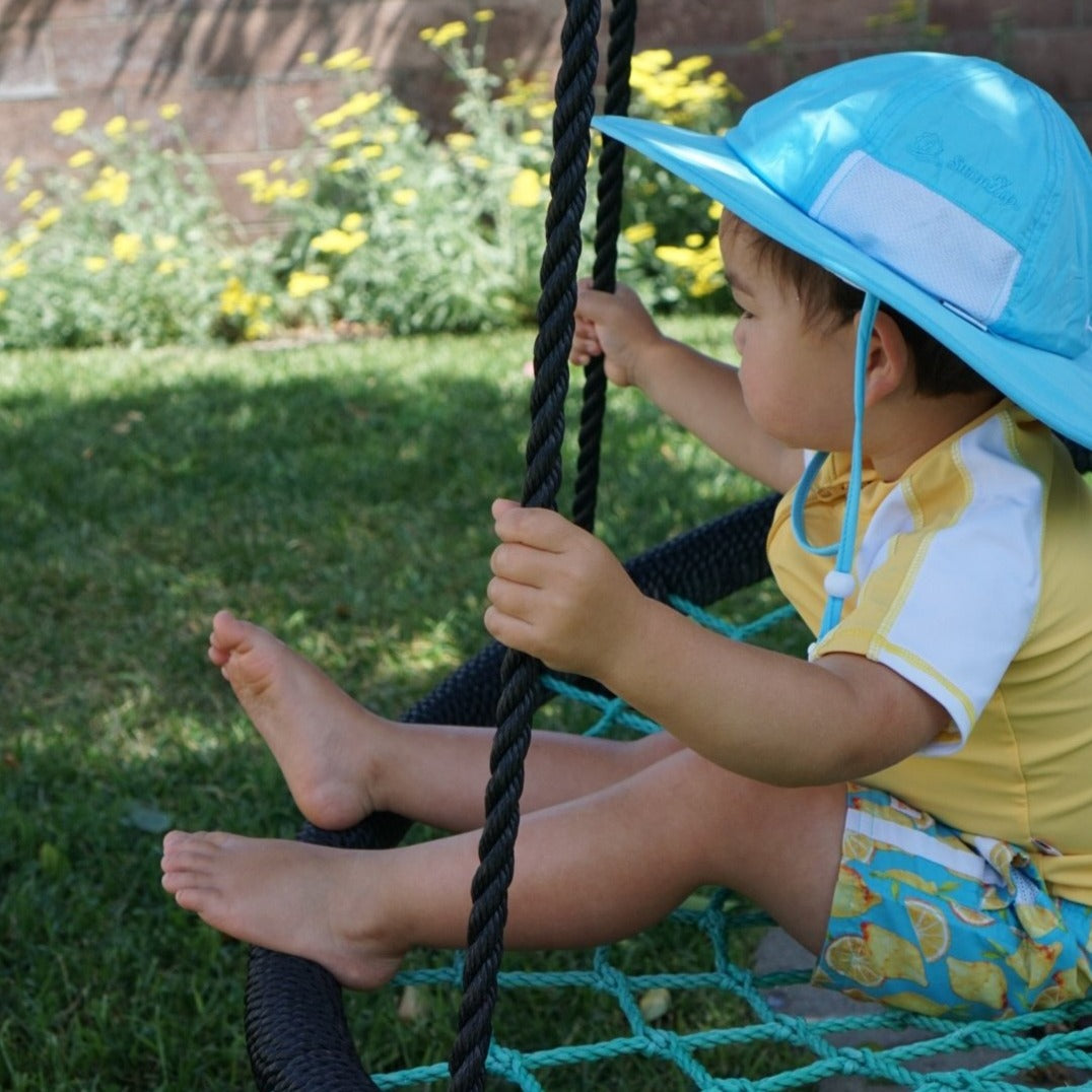 Boys Short Sleeve Zipper Rash Guard and Swim Trunk Set | "Lemons"-SwimZip UPF 50+ Sun Protective Swimwear & UV Zipper Rash Guards-pos4