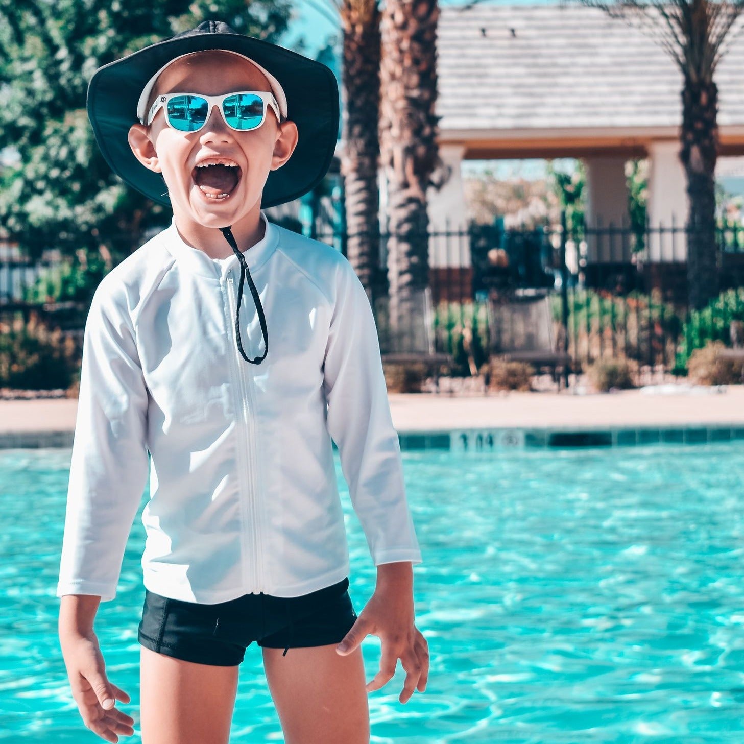 Kids Euro Swim Shorties | "Black"-SwimZip UPF 50+ Sun Protective Swimwear & UV Zipper Rash Guards-pos3