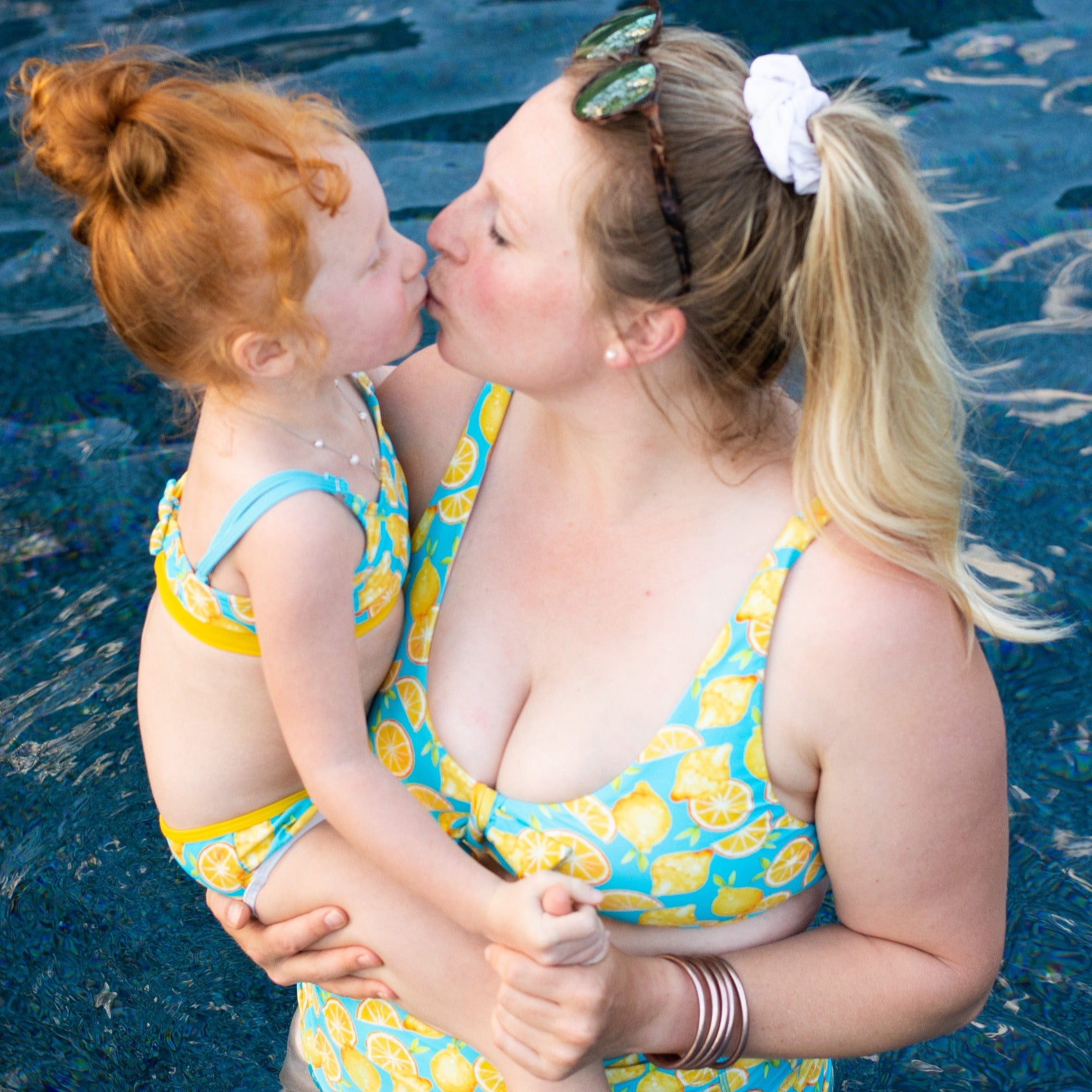 Women's High Waist Bikini Bottoms Ruched | "Lemons"-SwimZip UPF 50+ Sun Protective Swimwear & UV Zipper Rash Guards-pos7