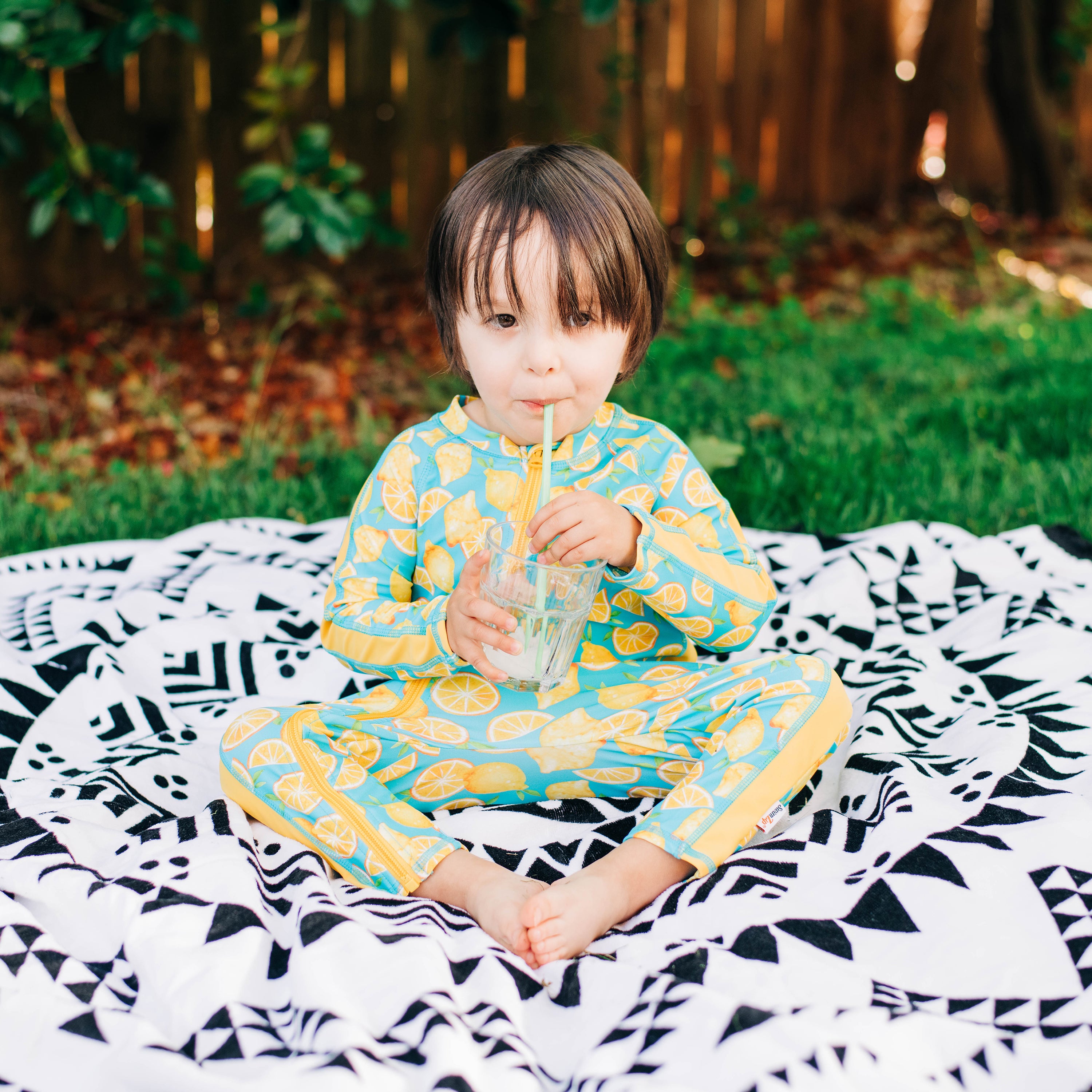 Sunsuit - Long Sleeve Romper Swimsuit | "Lemons"-SwimZip UPF 50+ Sun Protective Swimwear & UV Zipper Rash Guards-pos4