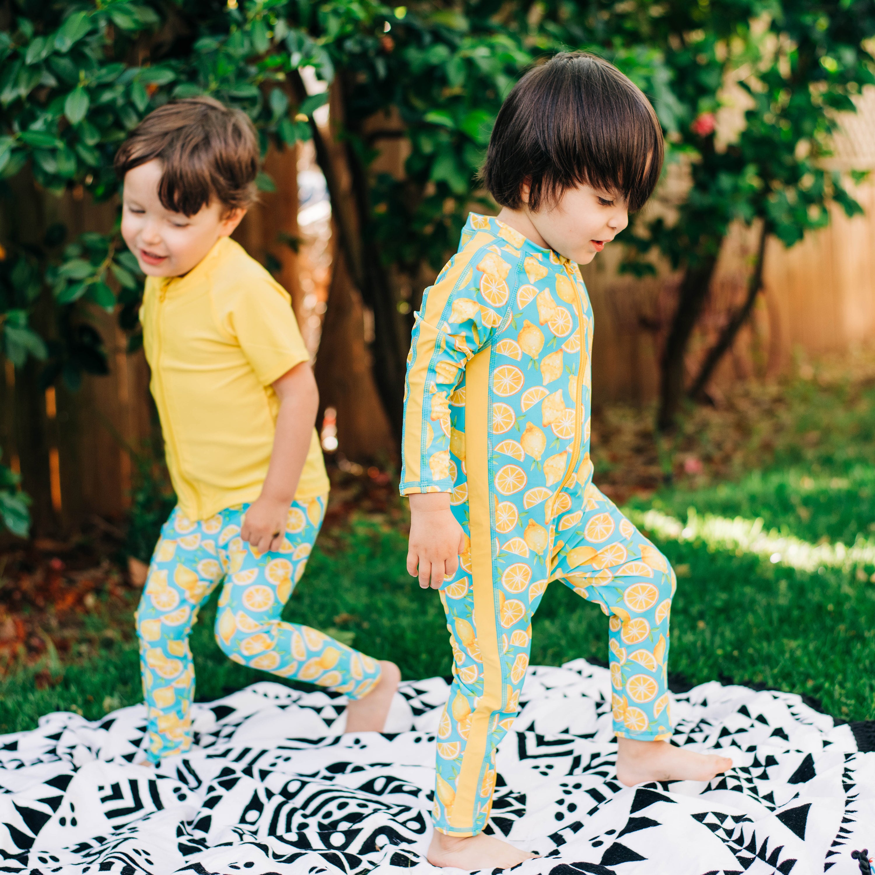 Sunsuit - Long Sleeve Romper Swimsuit | "Lemons"-SwimZip UPF 50+ Sun Protective Swimwear & UV Zipper Rash Guards-pos3