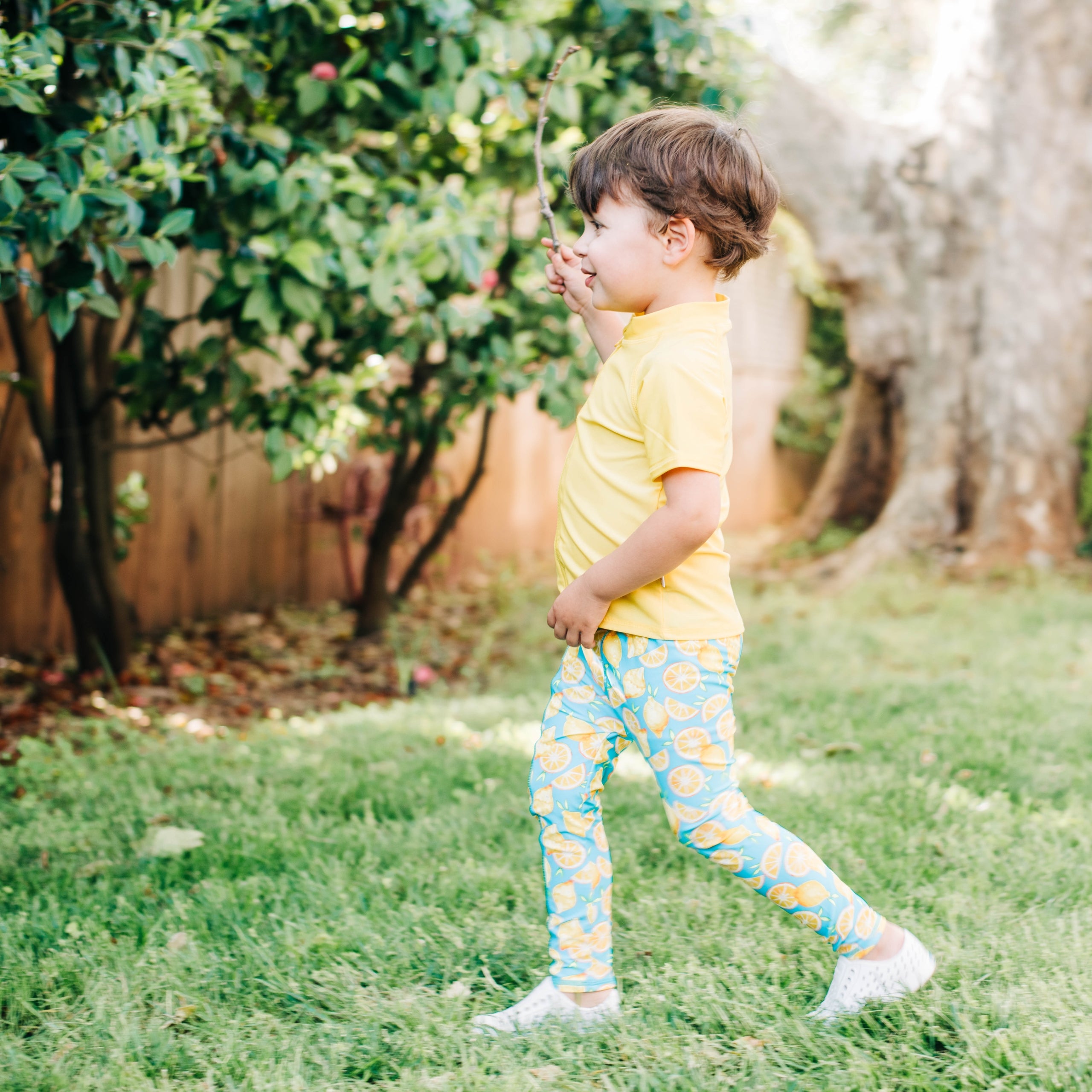 Kids Swim Pants | "Lemons"-SwimZip UPF 50+ Sun Protective Swimwear & UV Zipper Rash Guards-pos2