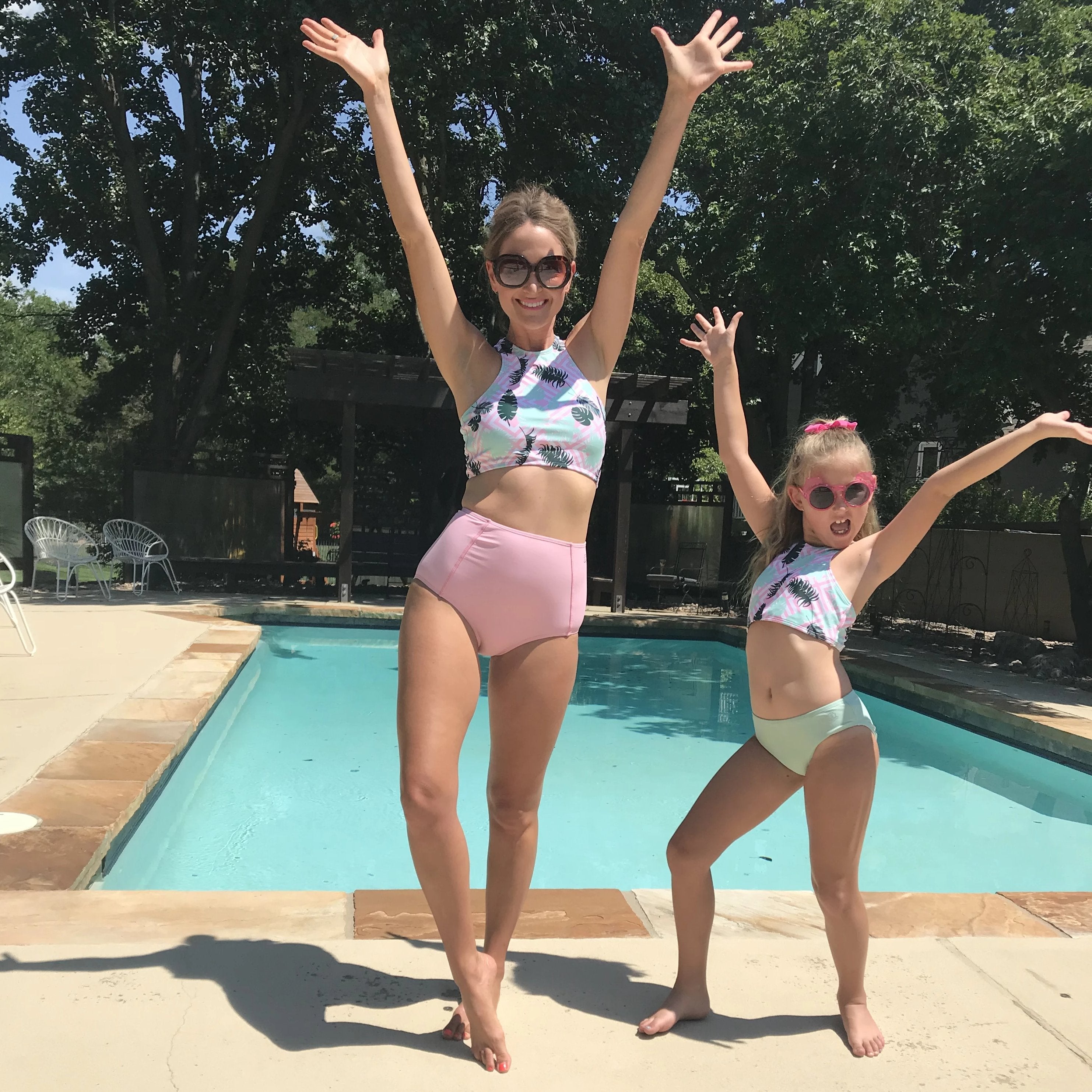 Girls Halter Top Bikini Set (2 Piece) | "Palm Breeze"-SwimZip UPF 50+ Sun Protective Swimwear & UV Zipper Rash Guards-pos4