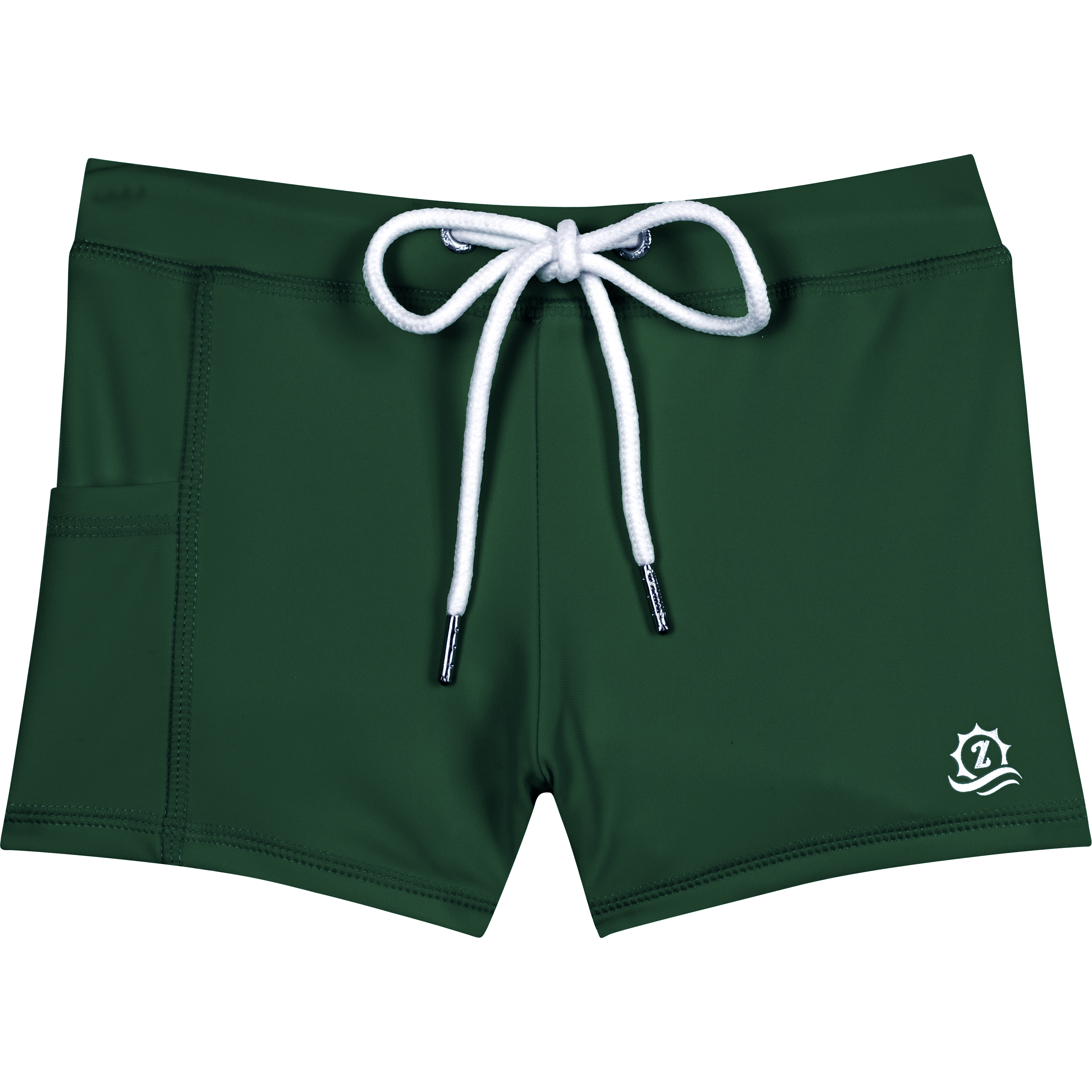Kids Euro Swim Shorties | "Hunter Green"-6-12 Month-Hunter Green-SwimZip UPF 50+ Sun Protective Swimwear & UV Zipper Rash Guards-pos1