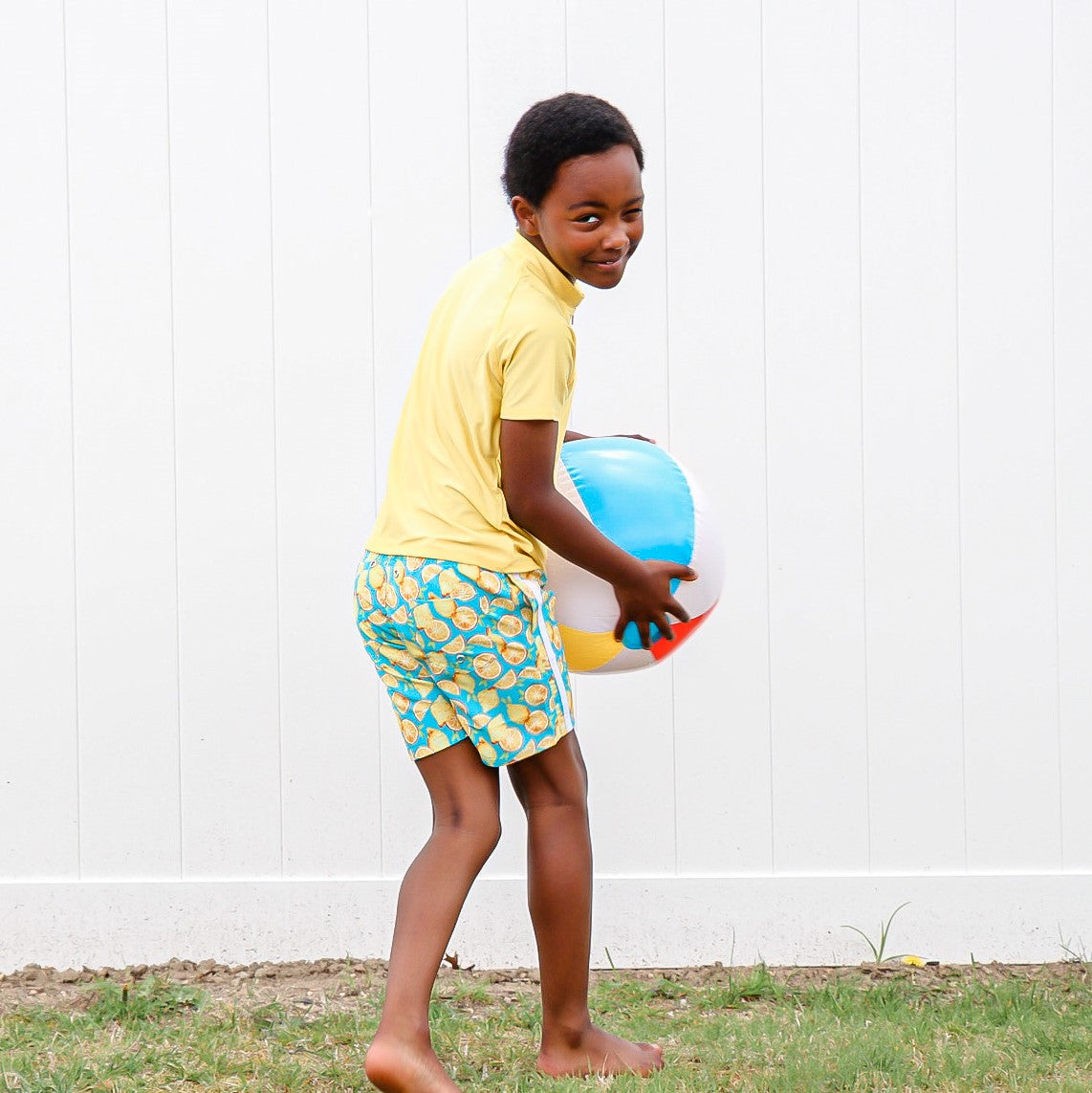 Boys Swim Trunks Boxer Brief Liner (Sizes 6-14) | "Lemons"-SwimZip UPF 50+ Sun Protective Swimwear & UV Zipper Rash Guards-pos9