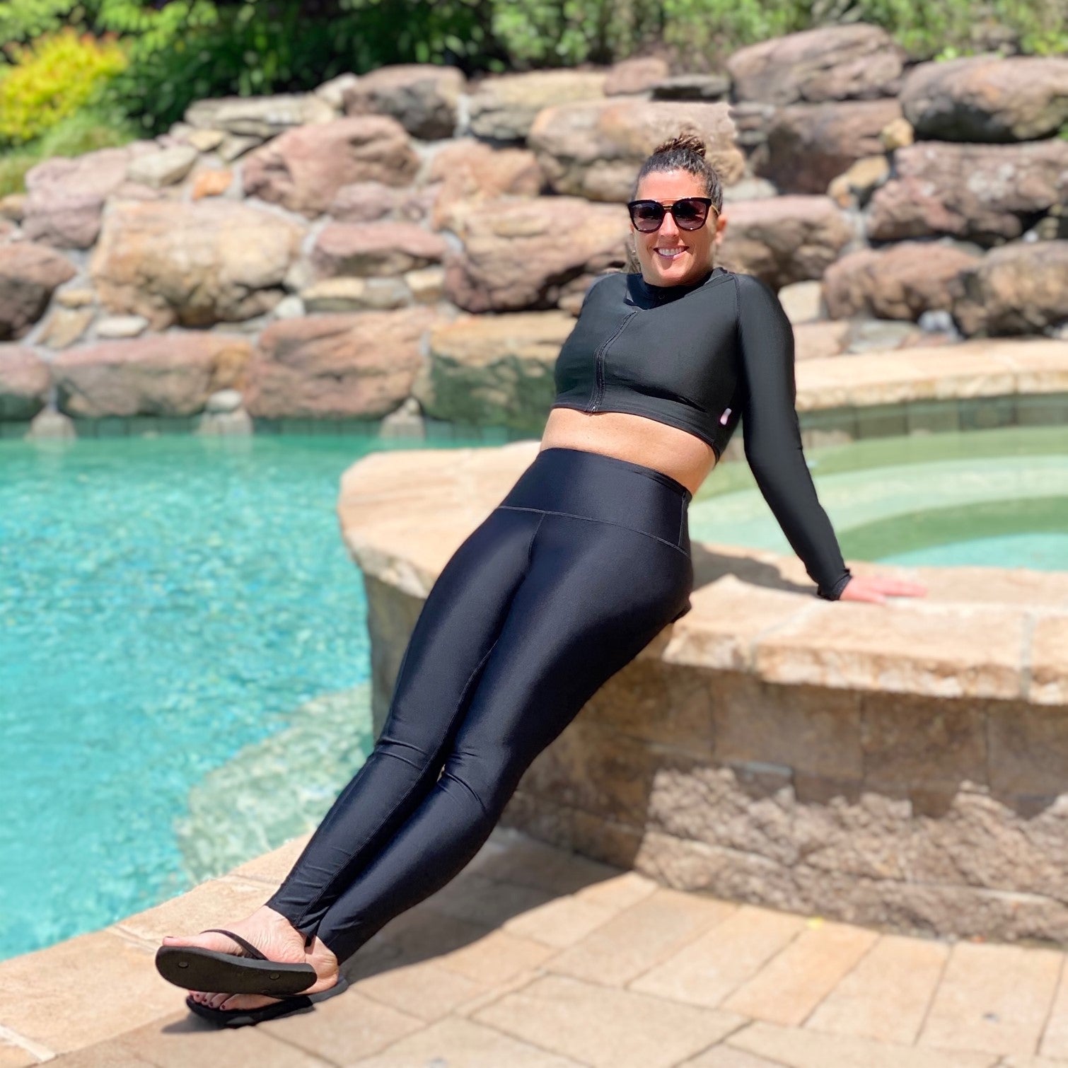 Women's Swim Pants | "Black”-SwimZip UPF 50+ Sun Protective Swimwear & UV Zipper Rash Guards-pos10
