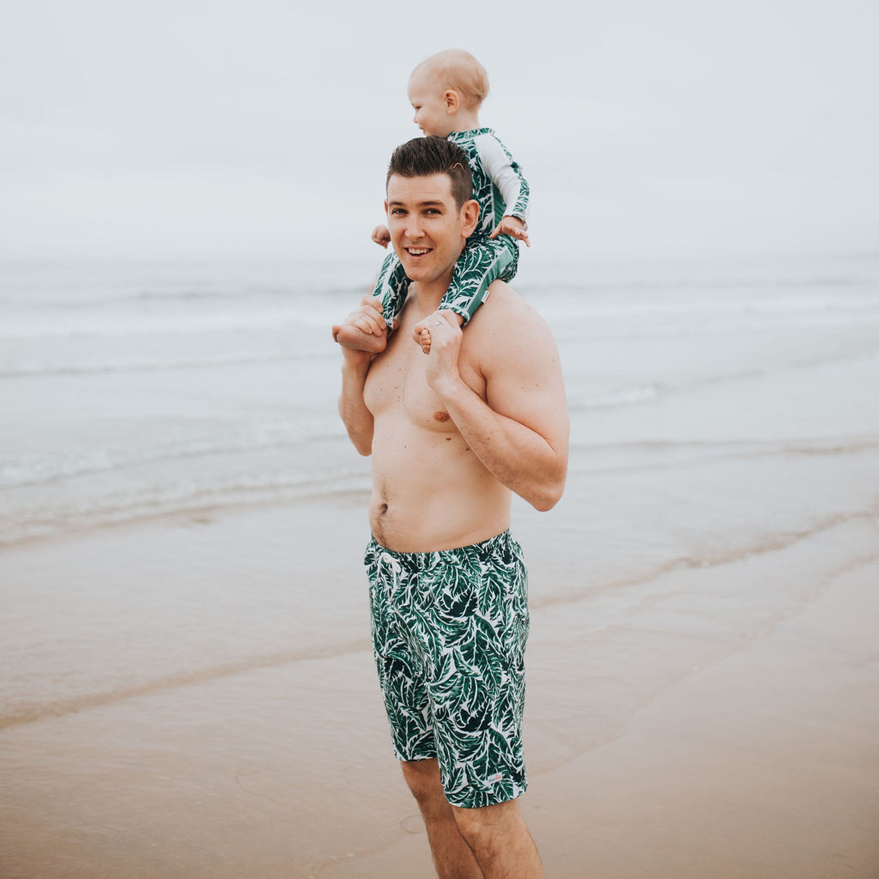 Sunsuit - Long Sleeve Romper Swimsuit | "Palm Leaf"-SwimZip UPF 50+ Sun Protective Swimwear & UV Zipper Rash Guards-pos7