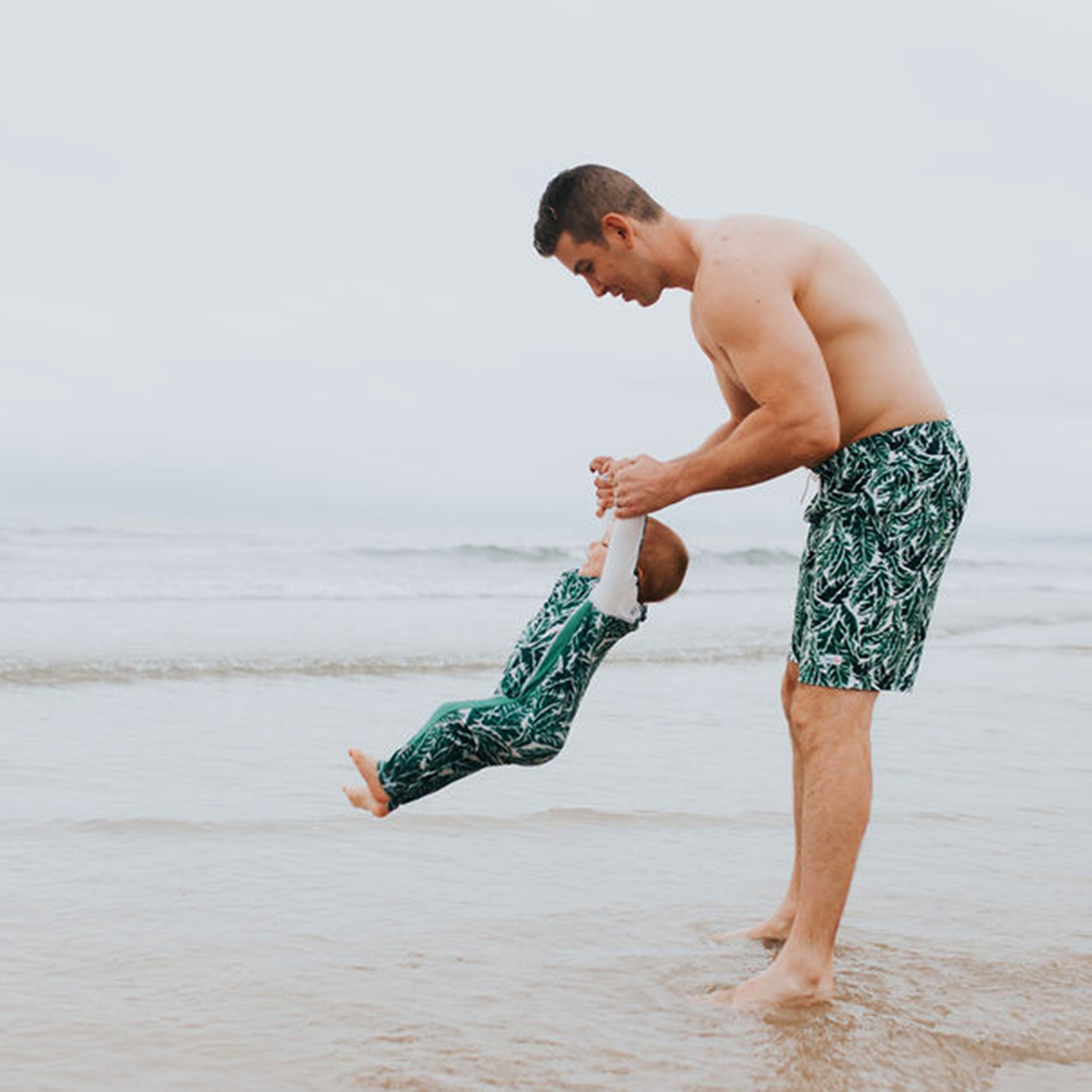 Sunsuit - Long Sleeve Romper Swimsuit | "Palm Leaf"-SwimZip UPF 50+ Sun Protective Swimwear & UV Zipper Rash Guards-pos4
