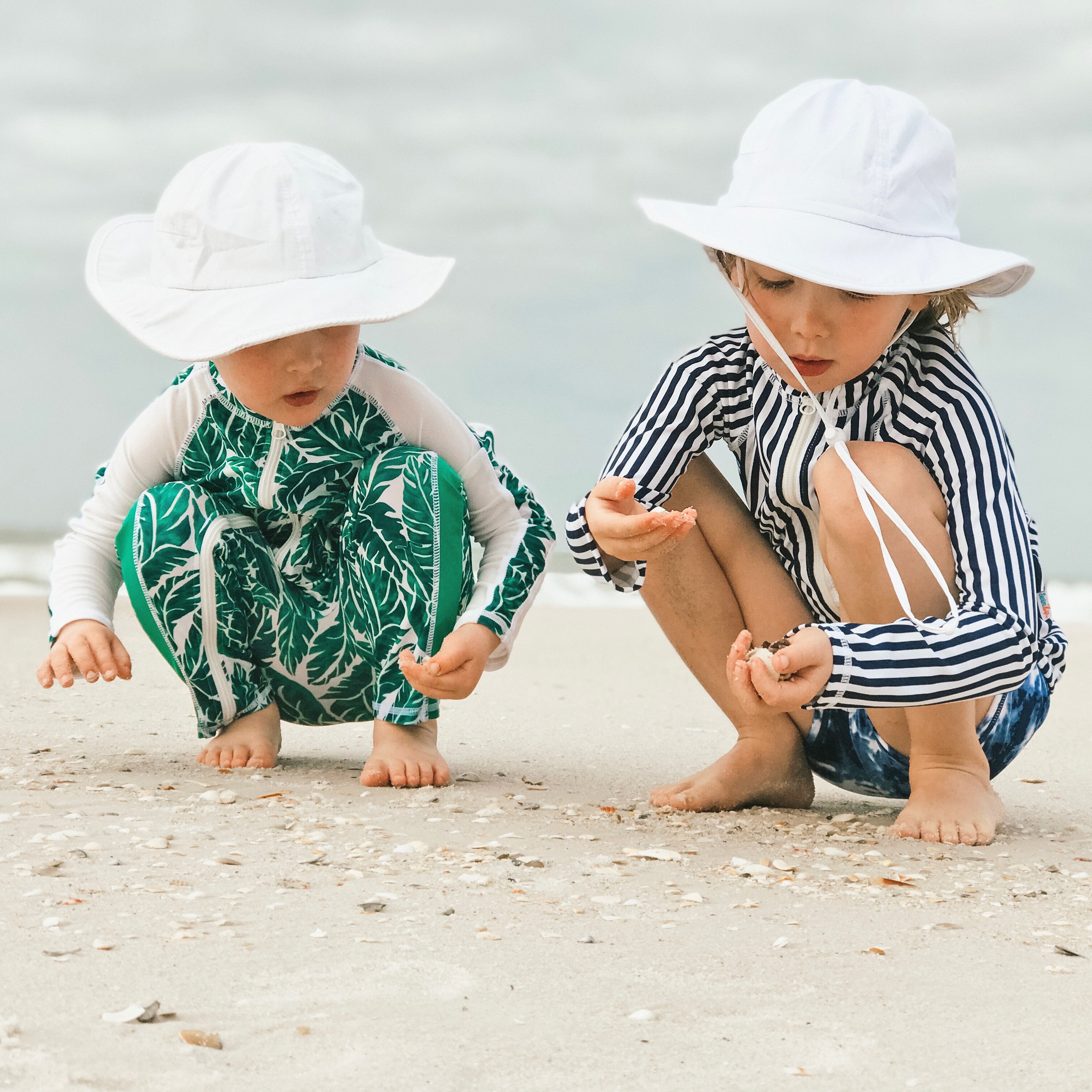 Sunsuit - Long Sleeve Romper Swimsuit | "Palm Leaf"-SwimZip UPF 50+ Sun Protective Swimwear & UV Zipper Rash Guards-pos7