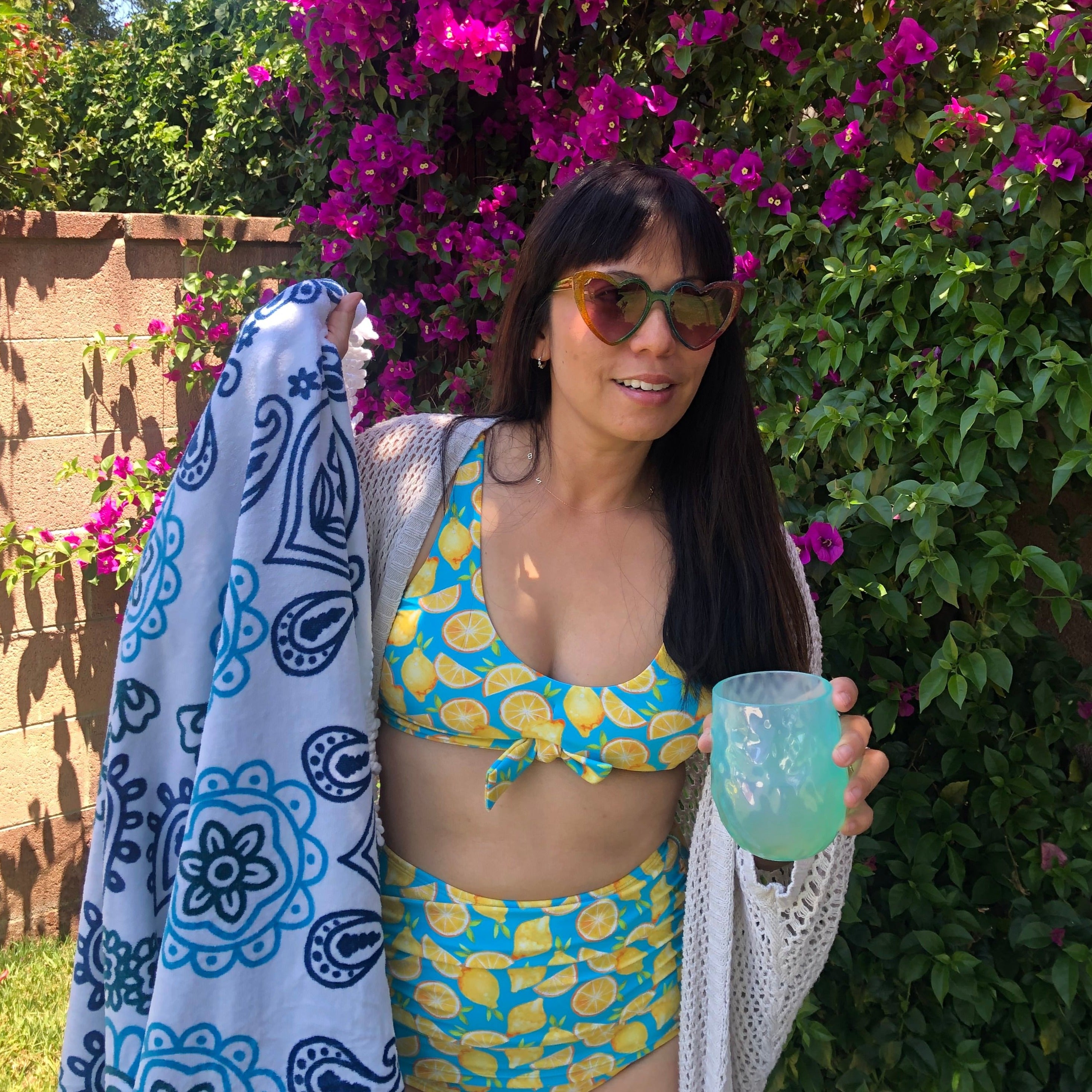 Women's High Waist Bikini Bottoms Ruched | "Lemons"-SwimZip UPF 50+ Sun Protective Swimwear & UV Zipper Rash Guards-pos3