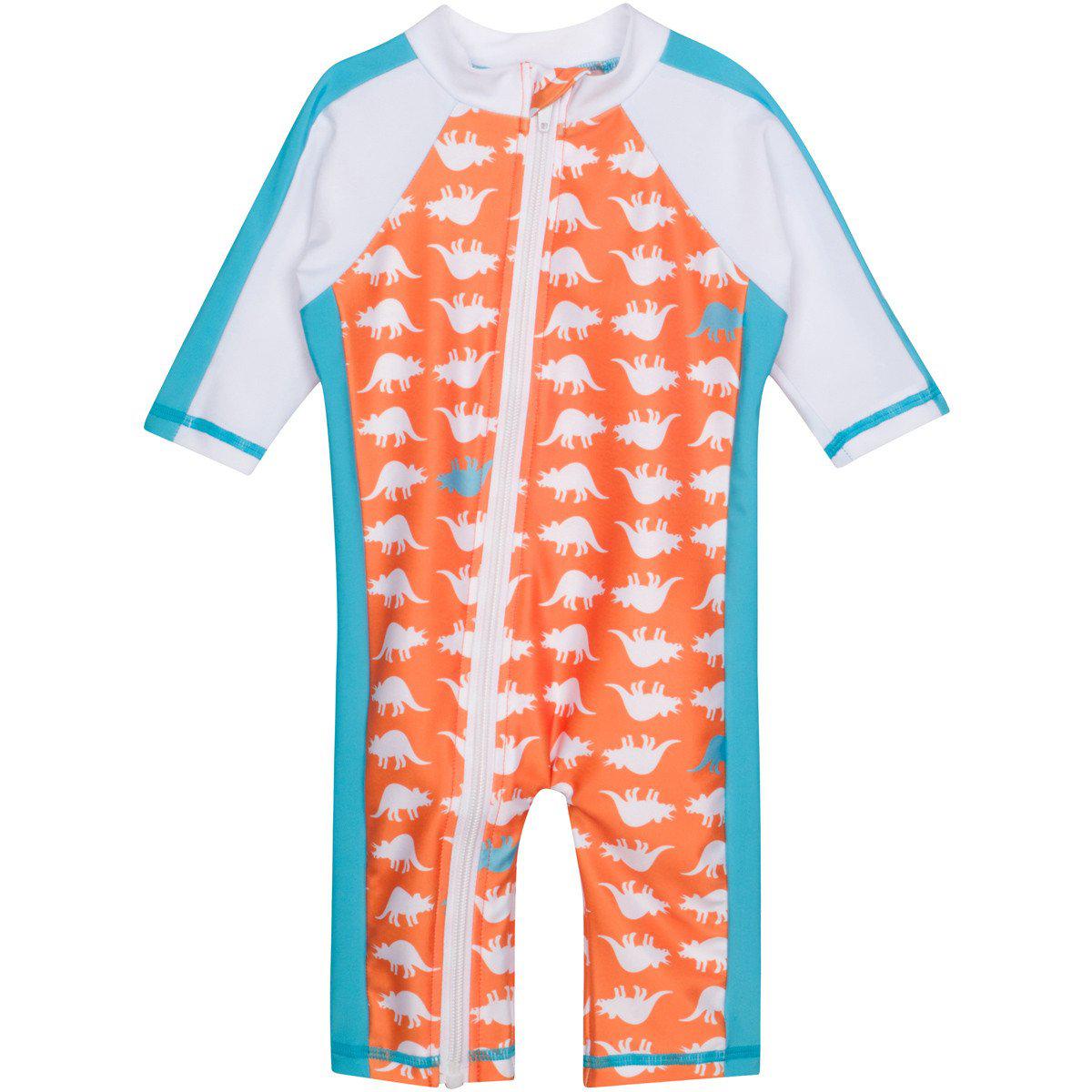 Sunsuit - Long Sleeve Romper Swimsuit | "Dino-Mite"-0-6 Month-Dinomite-SwimZip UPF 50+ Sun Protective Swimwear & UV Zipper Rash Guards-pos1
