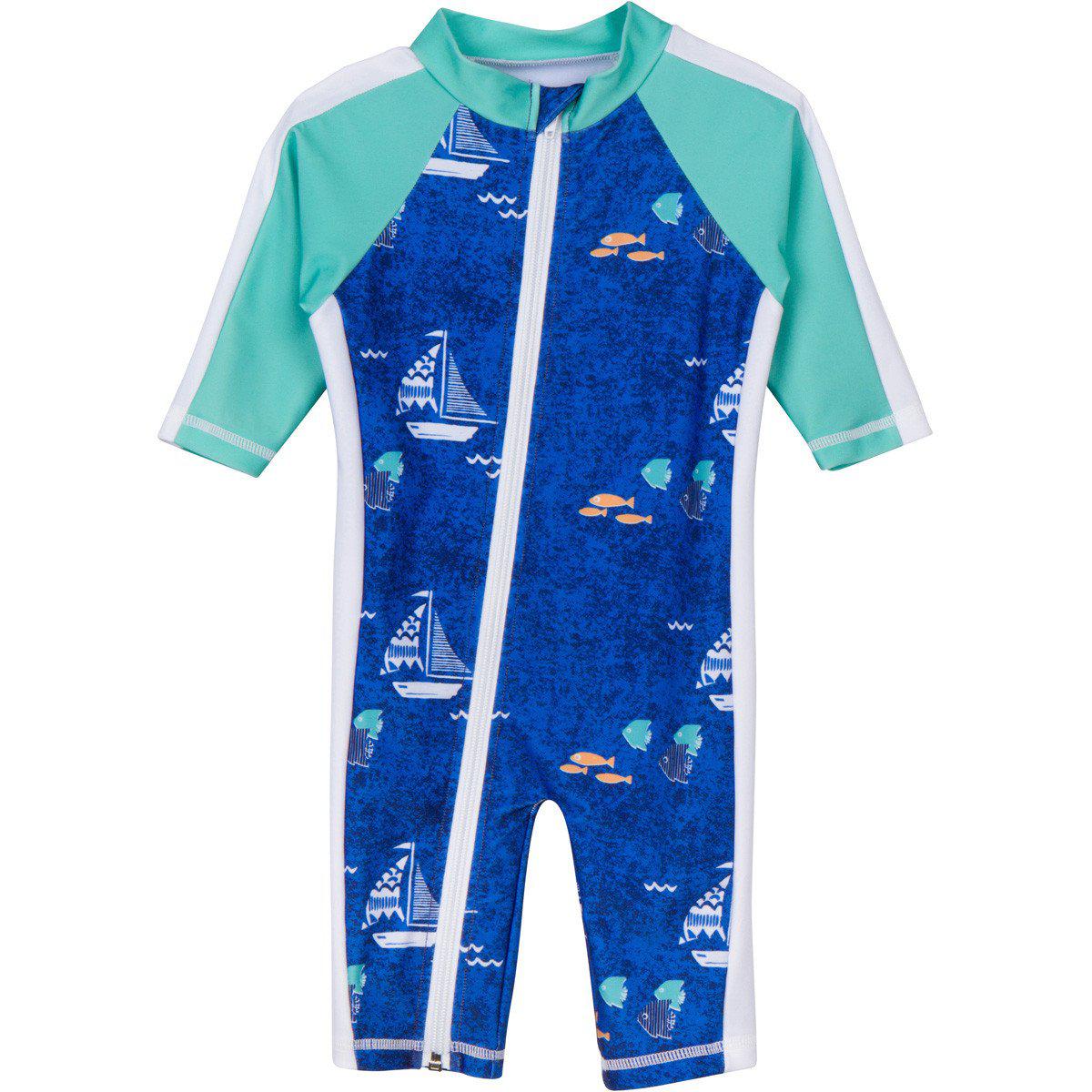 Sunsuit - Long Sleeve Romper Swimsuit | "Captain Kid"-SwimZip UPF 50+ Sun Protective Swimwear & UV Zipper Rash Guards-pos1