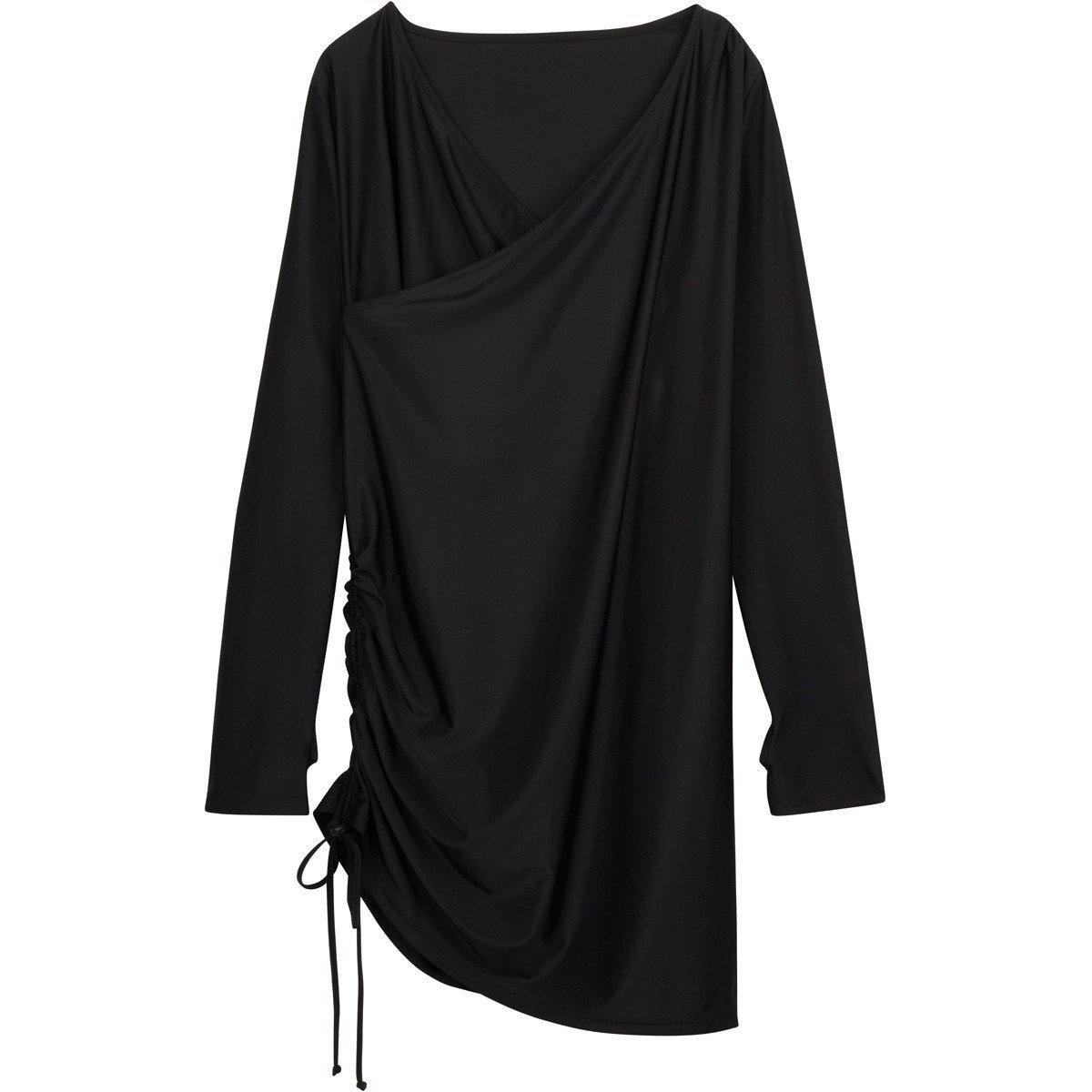 Women's Sophisticated Swim Wrap Dress Cover Up - "All Black"-XS-Black-SwimZip UPF 50+ Sun Protective Swimwear & UV Zipper Rash Guards-pos1