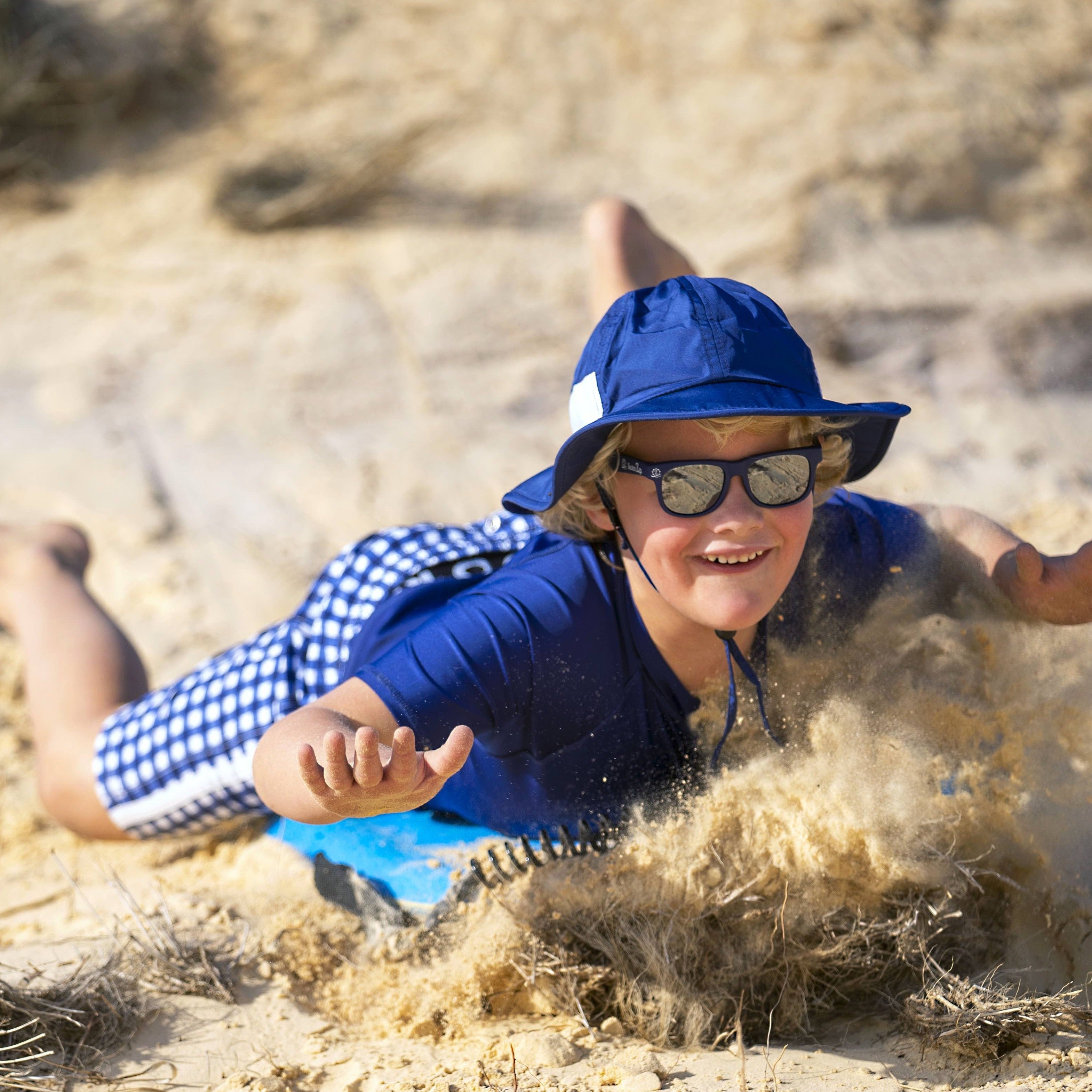 Boys Swim Trunks Boxer Brief Liner (Sizes 6-14) | "Navy Gingham"-SwimZip UPF 50+ Sun Protective Swimwear & UV Zipper Rash Guards-pos3