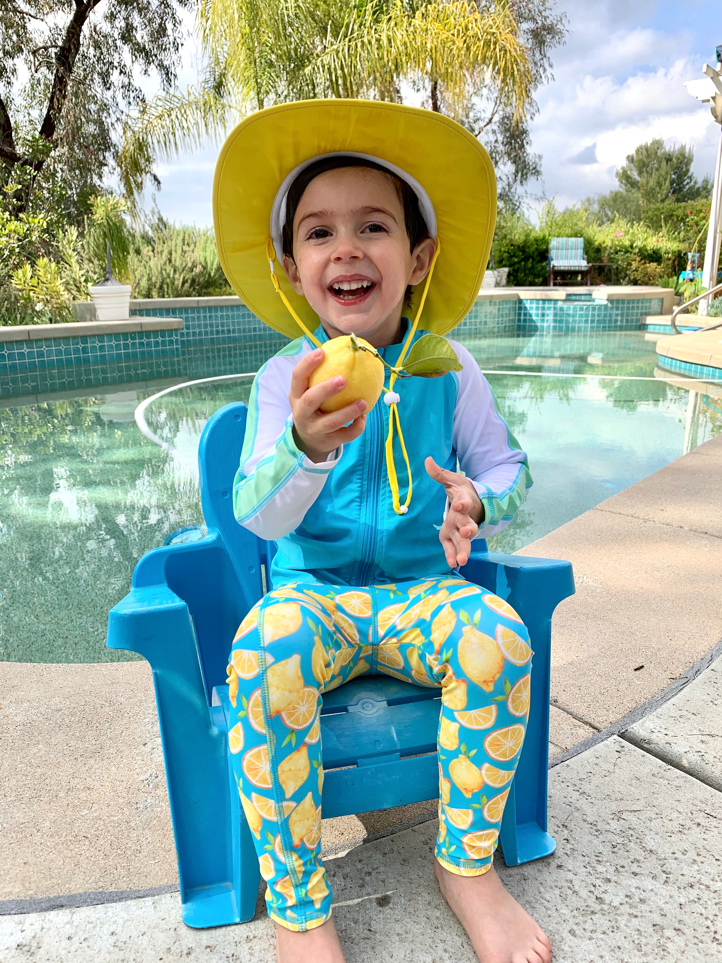 Kids Swim Pants | "Lemons"-SwimZip UPF 50+ Sun Protective Swimwear & UV Zipper Rash Guards-pos5