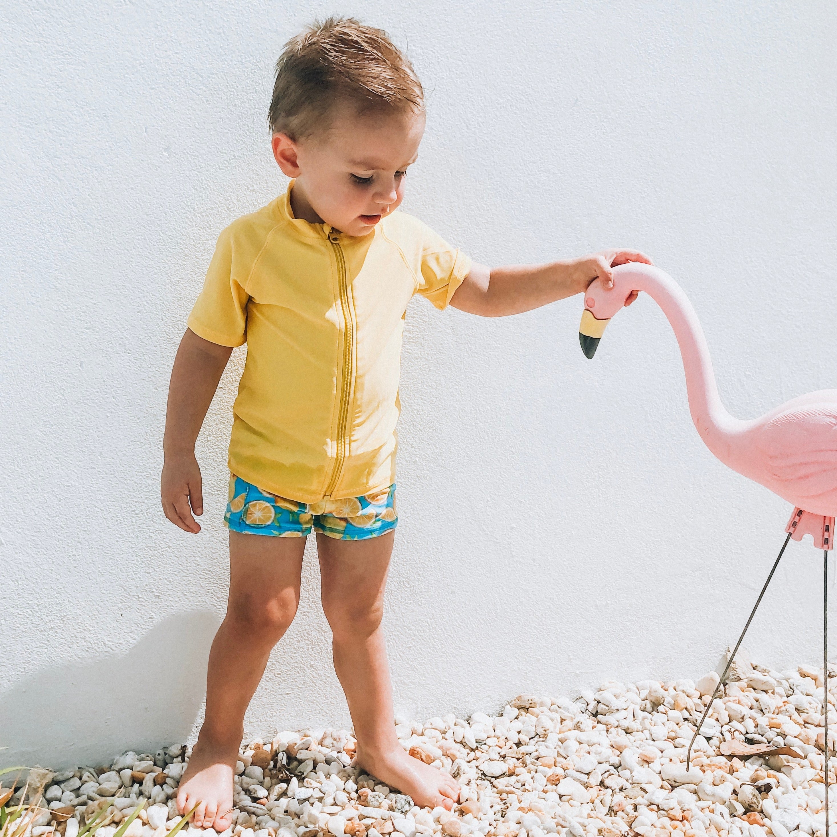 Kids Short Sleeve Zipper Rash Guard Swim Shirt | “Yellow”-SwimZip UPF 50+ Sun Protective Swimwear & UV Zipper Rash Guards-pos6