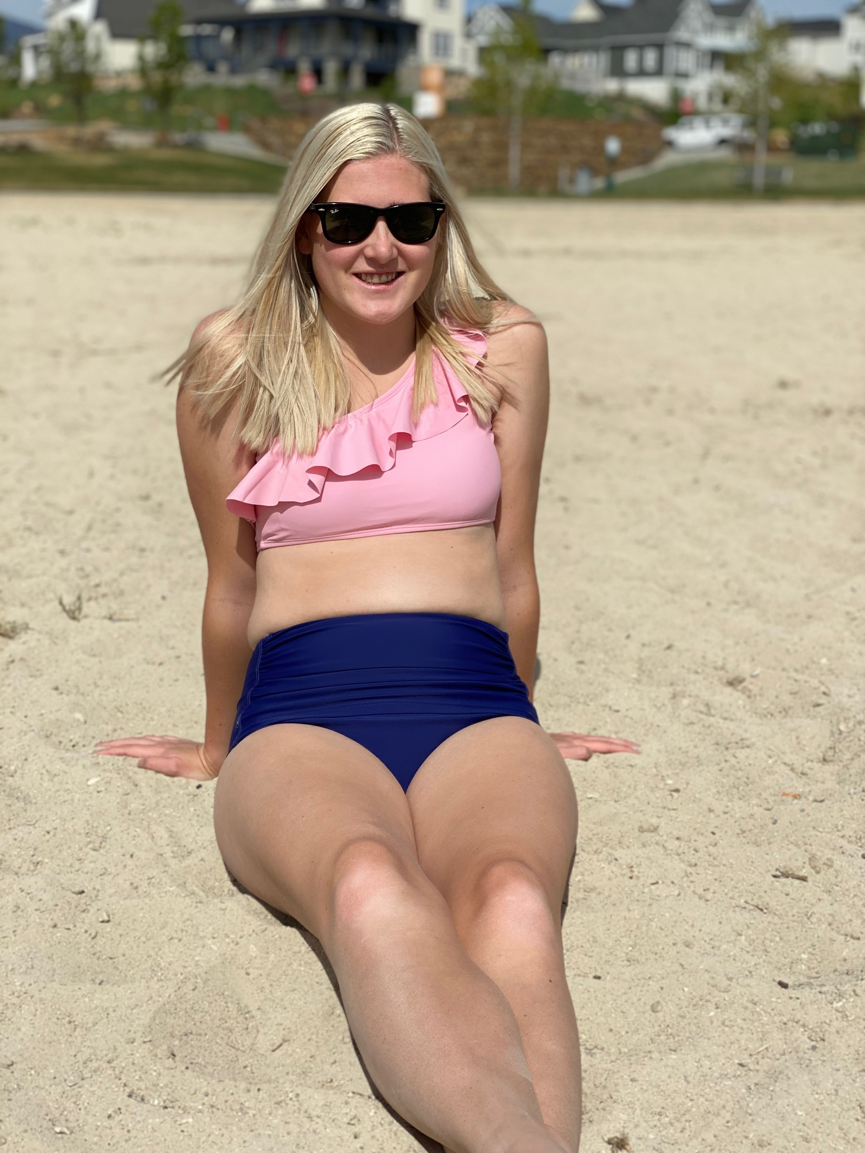 Women's One Shoulder Bikini Top - “Pink”-SwimZip UPF 50+ Sun Protective Swimwear & UV Zipper Rash Guards-pos7