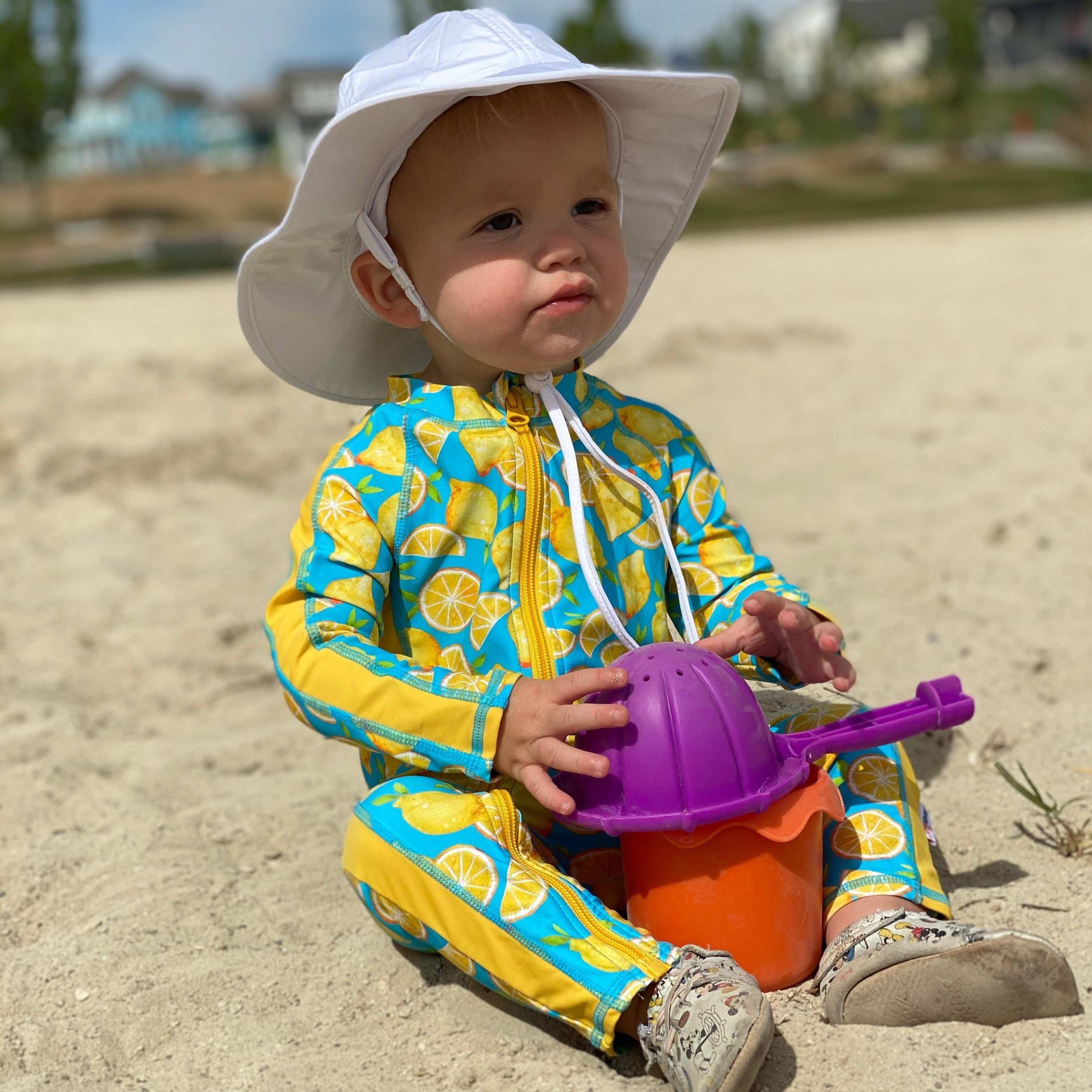 Sunsuit - Long Sleeve Romper Swimsuit | "Lemons"-SwimZip UPF 50+ Sun Protective Swimwear & UV Zipper Rash Guards-pos2