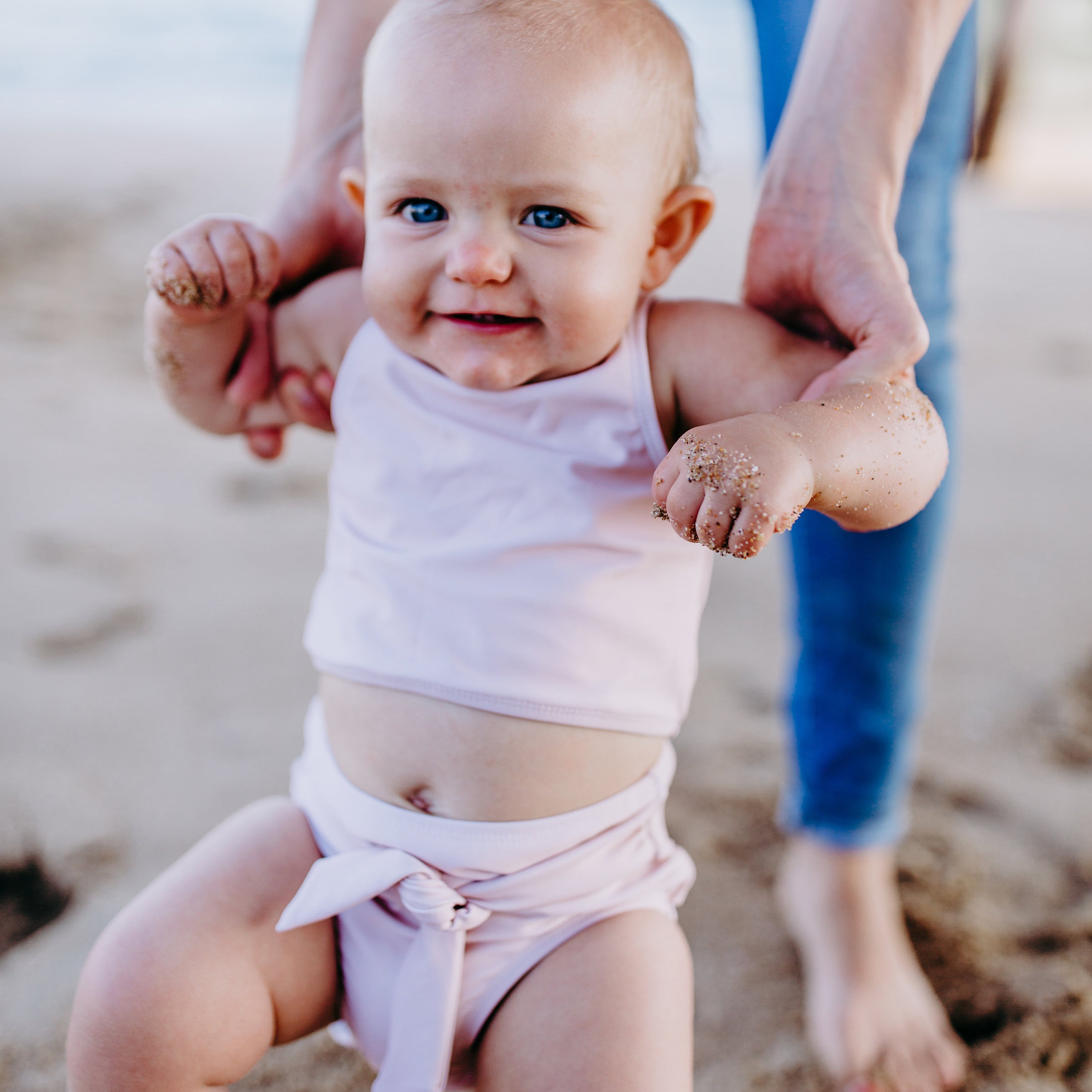 Girls Halter Top High-Waisted Set (2 Piece) | "Tied with a Bow" Peach Whip-SwimZip UPF 50+ Sun Protective Swimwear & UV Zipper Rash Guards-pos3