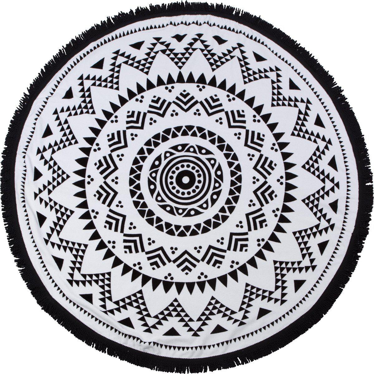 Round Beach Towel - "Black Sand Beach"-1 Size-Black Sand Beach-SwimZip UPF 50+ Sun Protective Swimwear & UV Zipper Rash Guards-pos1