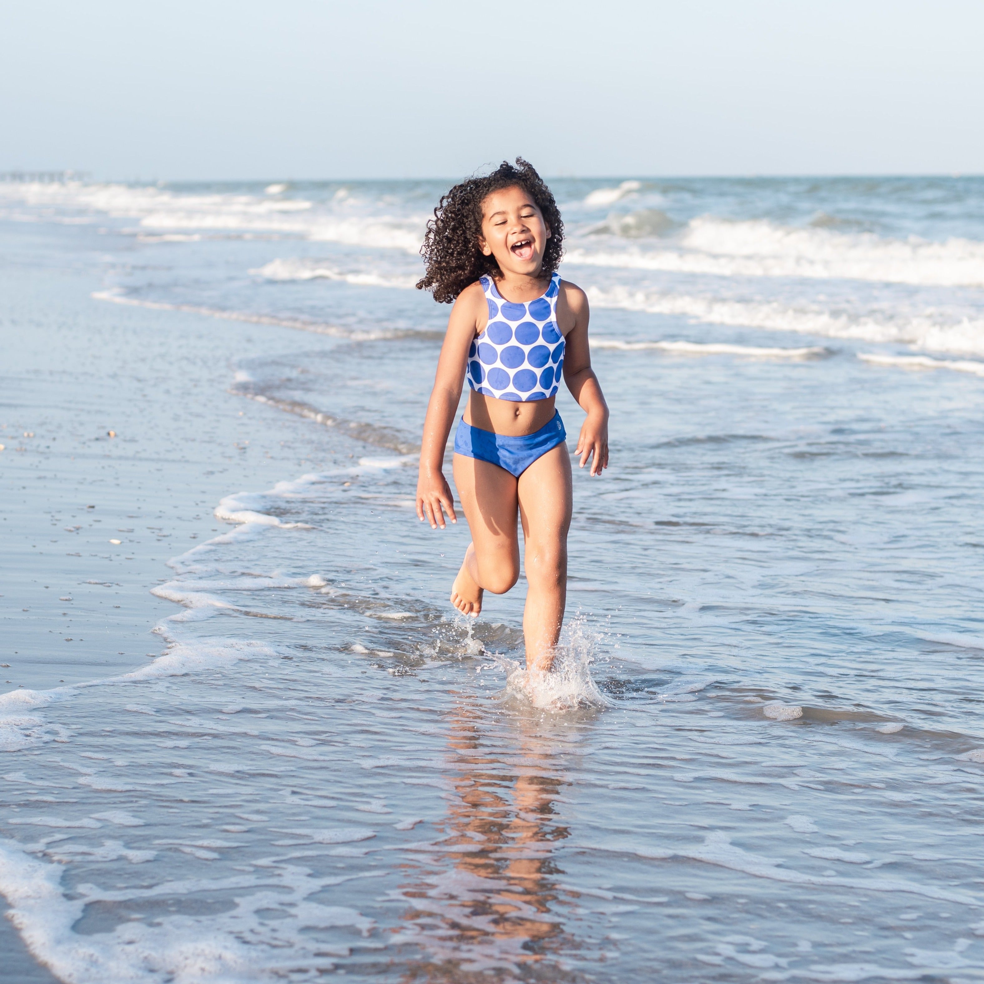 Girls Halter Top Bikini Set (2 Piece) | "Oversized Dot"-SwimZip UPF 50+ Sun Protective Swimwear & UV Zipper Rash Guards-pos4