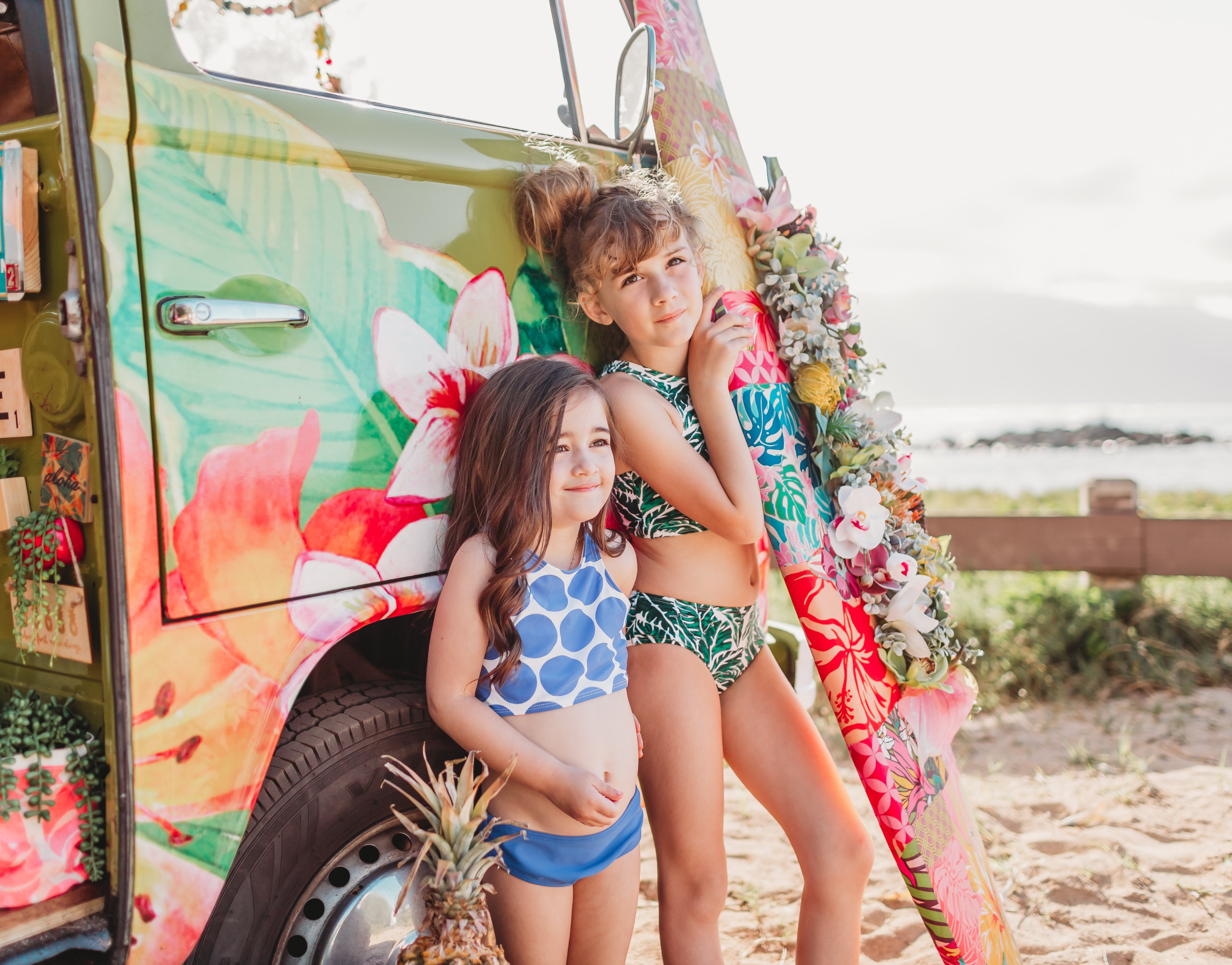 Girls Halter Top Bikini Set (2 Piece) | "Palm Leaf"-SwimZip UPF 50+ Sun Protective Swimwear & UV Zipper Rash Guards-pos7