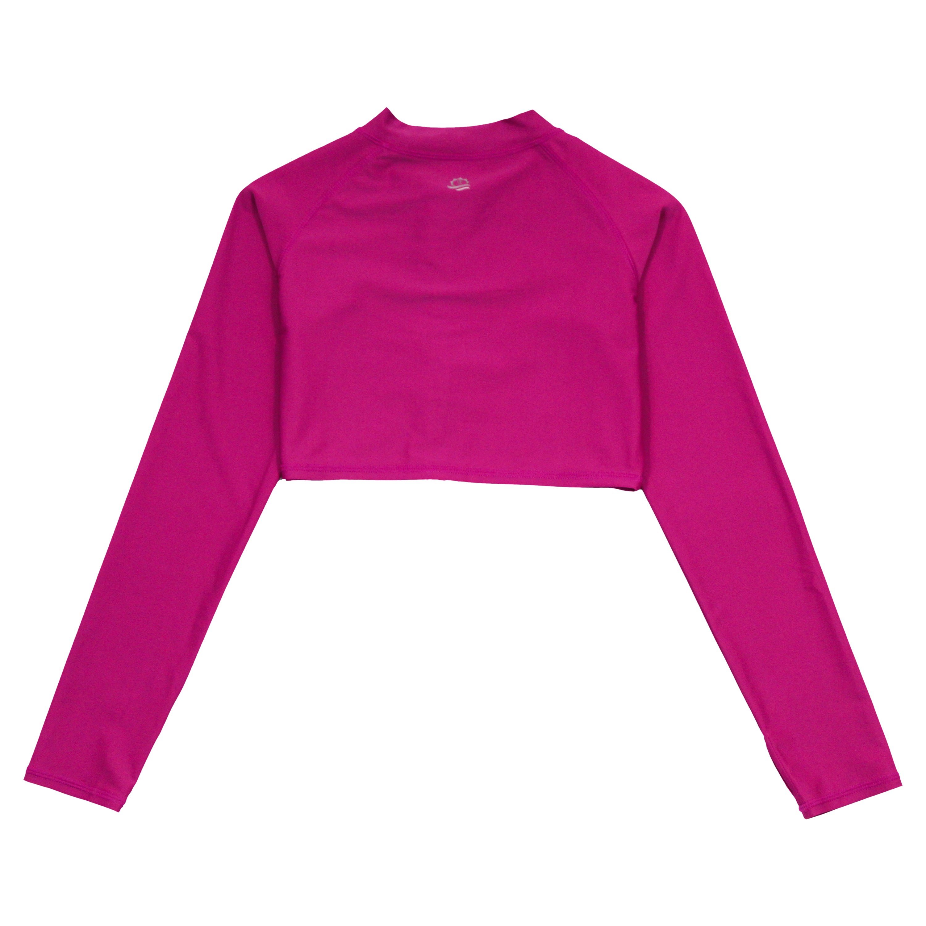 Girls Long Sleeve Crop Rash Guard | "Fuchsia”-SwimZip UPF 50+ Sun Protective Swimwear & UV Zipper Rash Guards-pos5